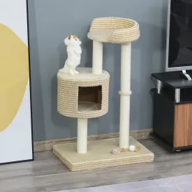 96cm Cat Tree, Cat Condo Tree Tower for Indoor Cats, Cat Activity Centre with Scratching Posts, Plus Perch - Beige