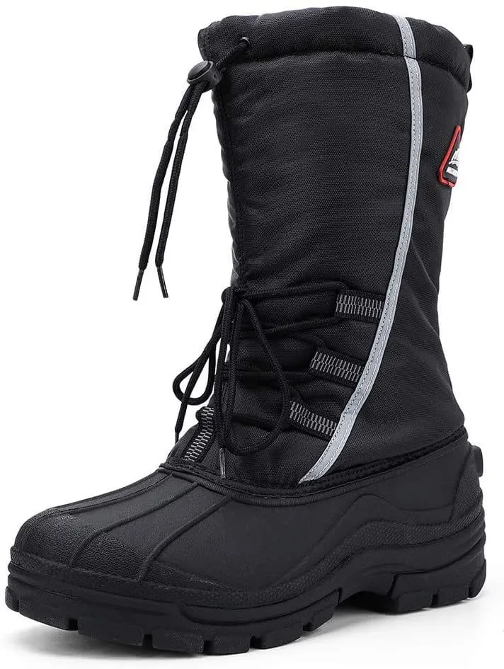 Aleader Men’s Insulated Waterproof Winter Snow Boots - Black/Elastic Lace