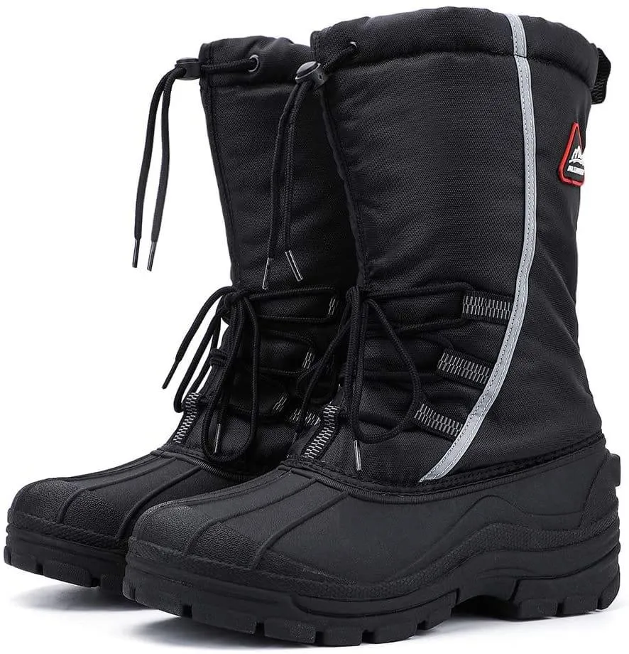 Aleader Men’s Insulated Waterproof Winter Snow Boots - Black/Elastic Lace