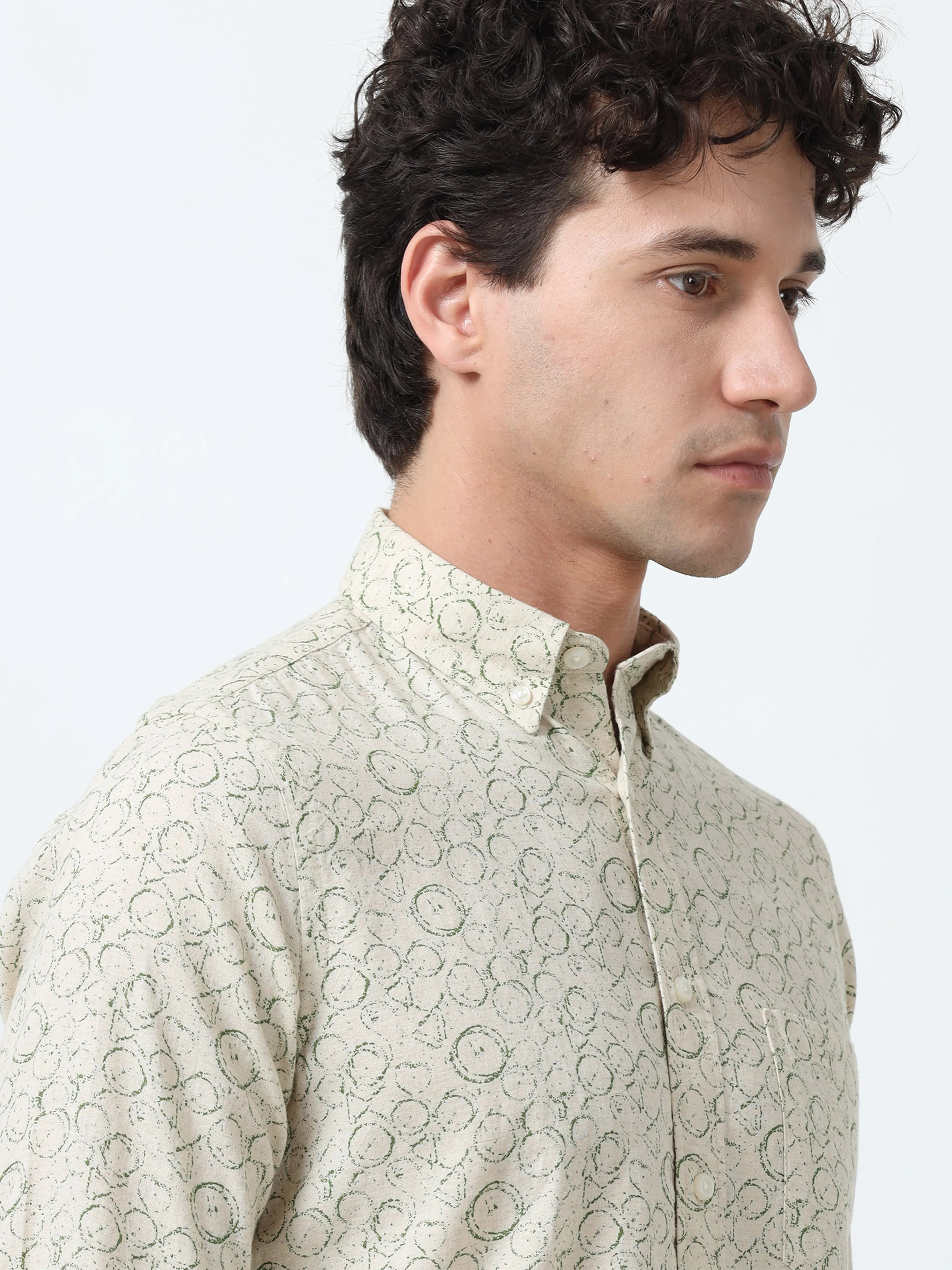 Astrid - Turkish Fit Printed Shirt - Green