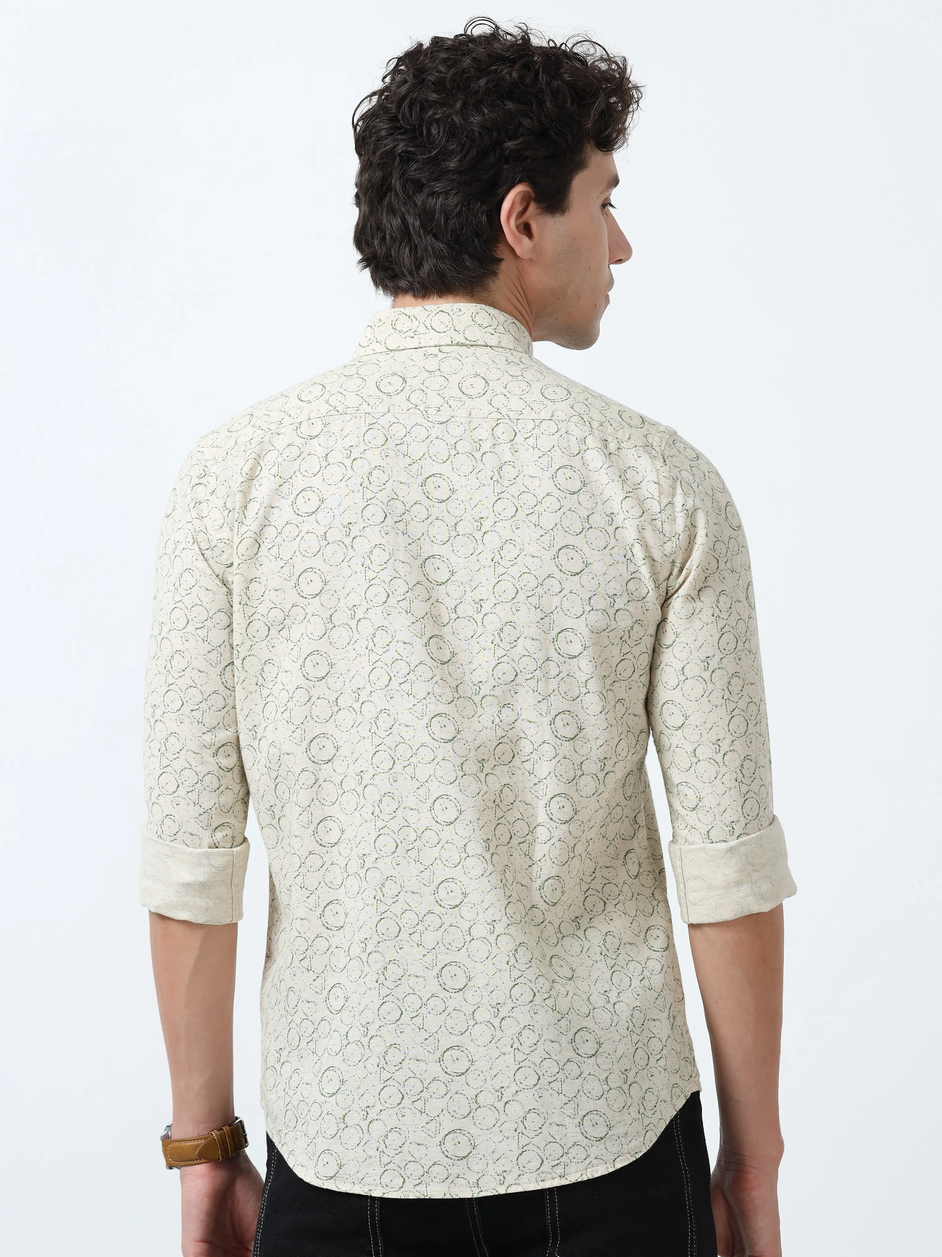 Astrid - Turkish Fit Printed Shirt - Green