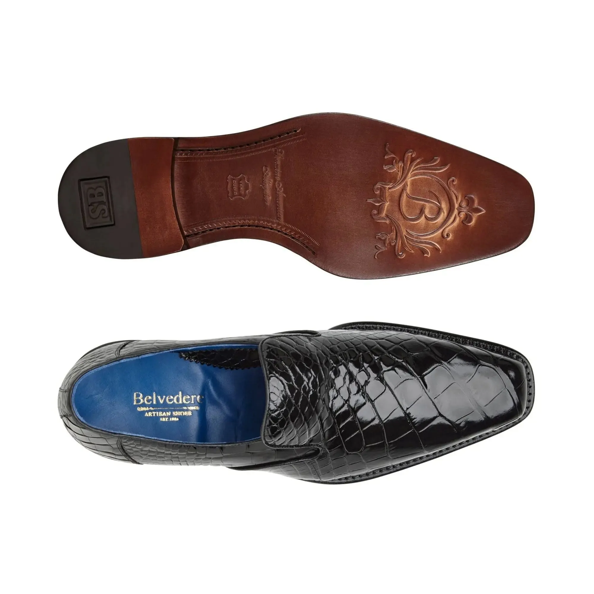 Belvedere Genova in Black Genuine American Alligator Loafers