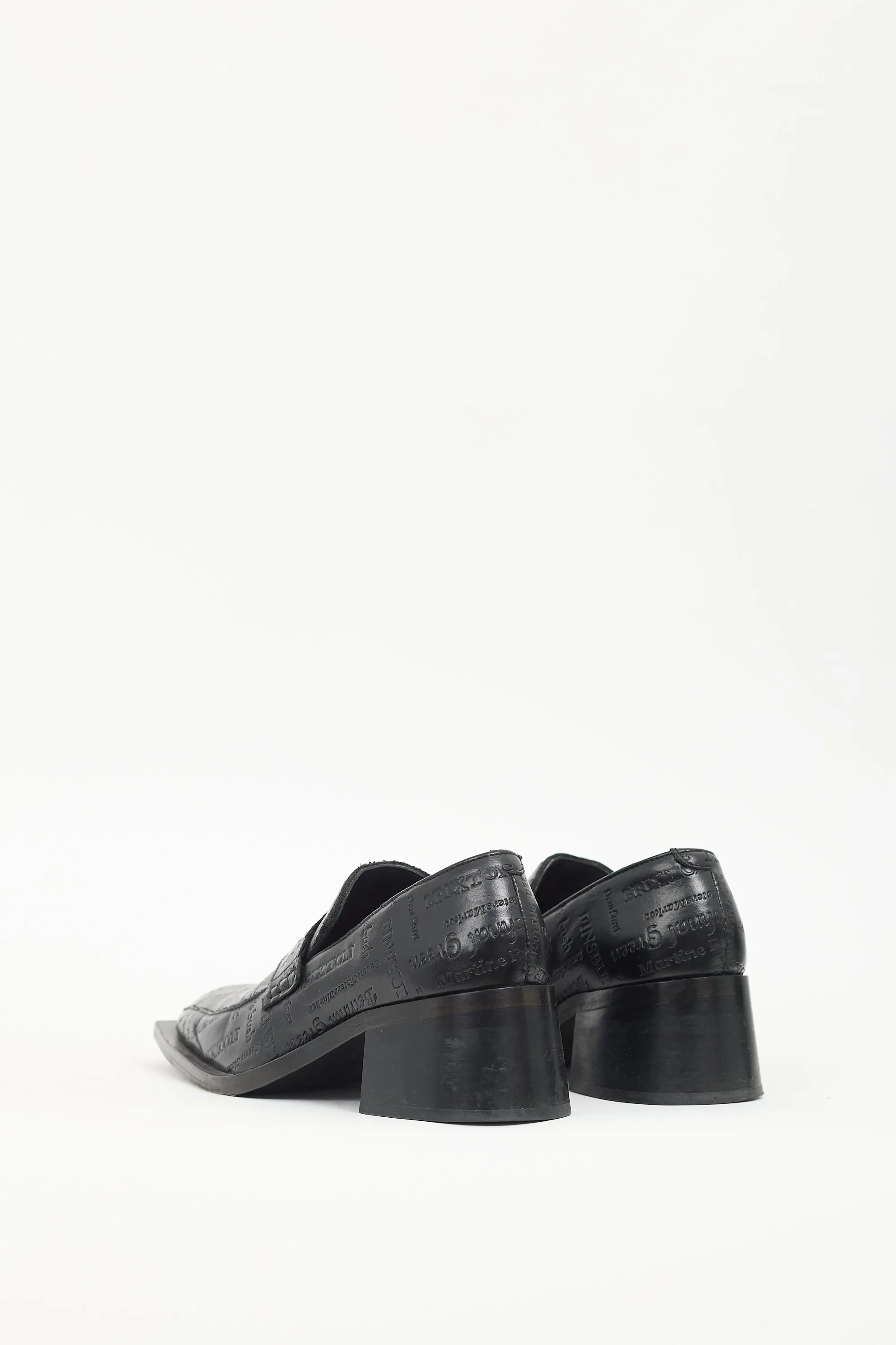 Black Leather Bagleys Heeled Loafer