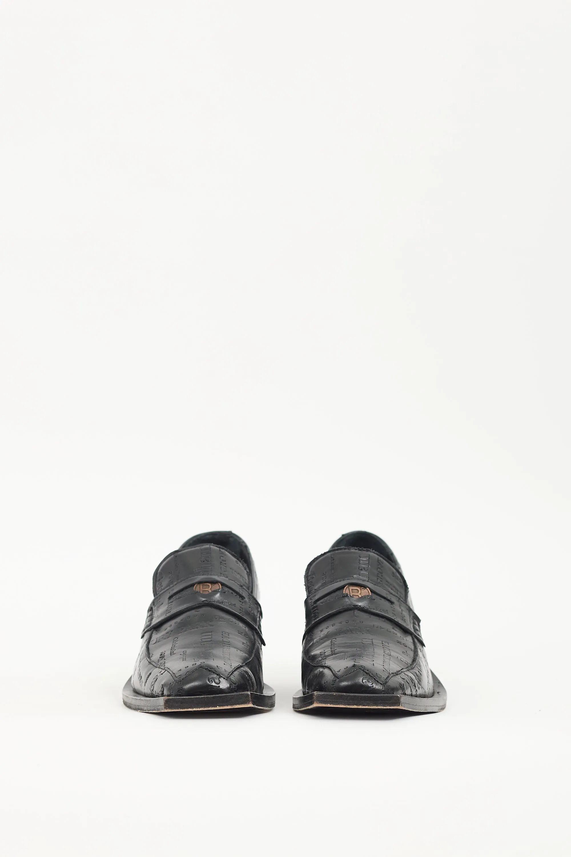 Black Leather Bagleys Heeled Loafer