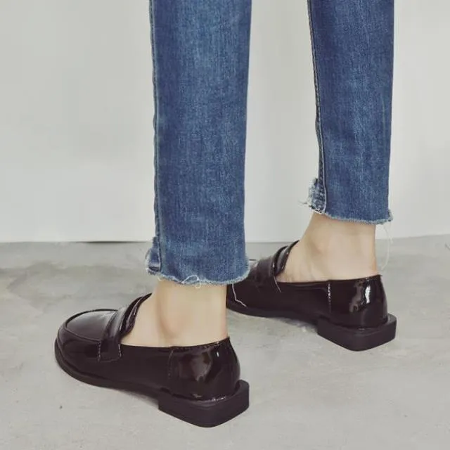 Black Matte Pu Leather Loafers Shoes