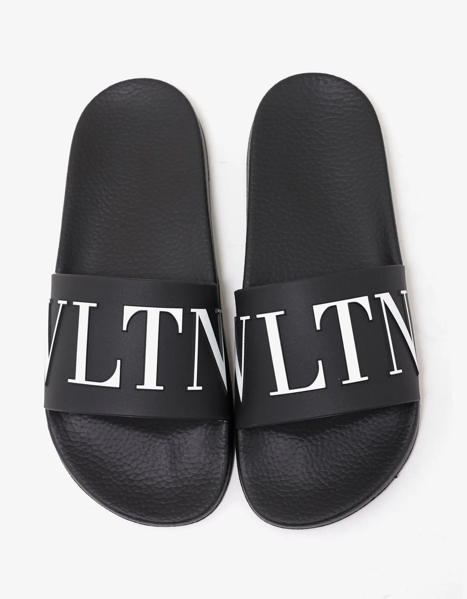 Black VLTN Slide Sandals