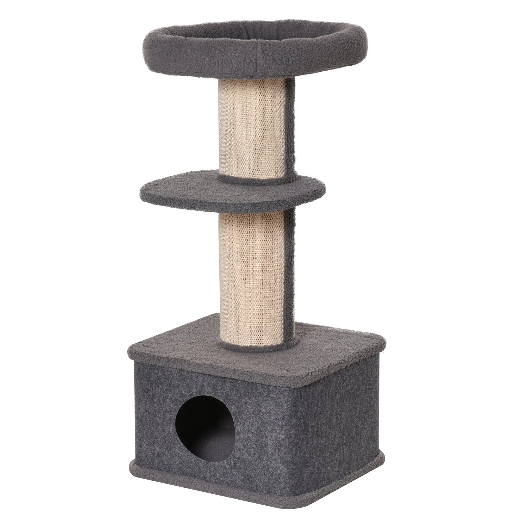 Cat Tree Kitten Tower Multi-level Activity Centre Pet Furniture with Sisal Scratching Post Condo Plush Perches Grey