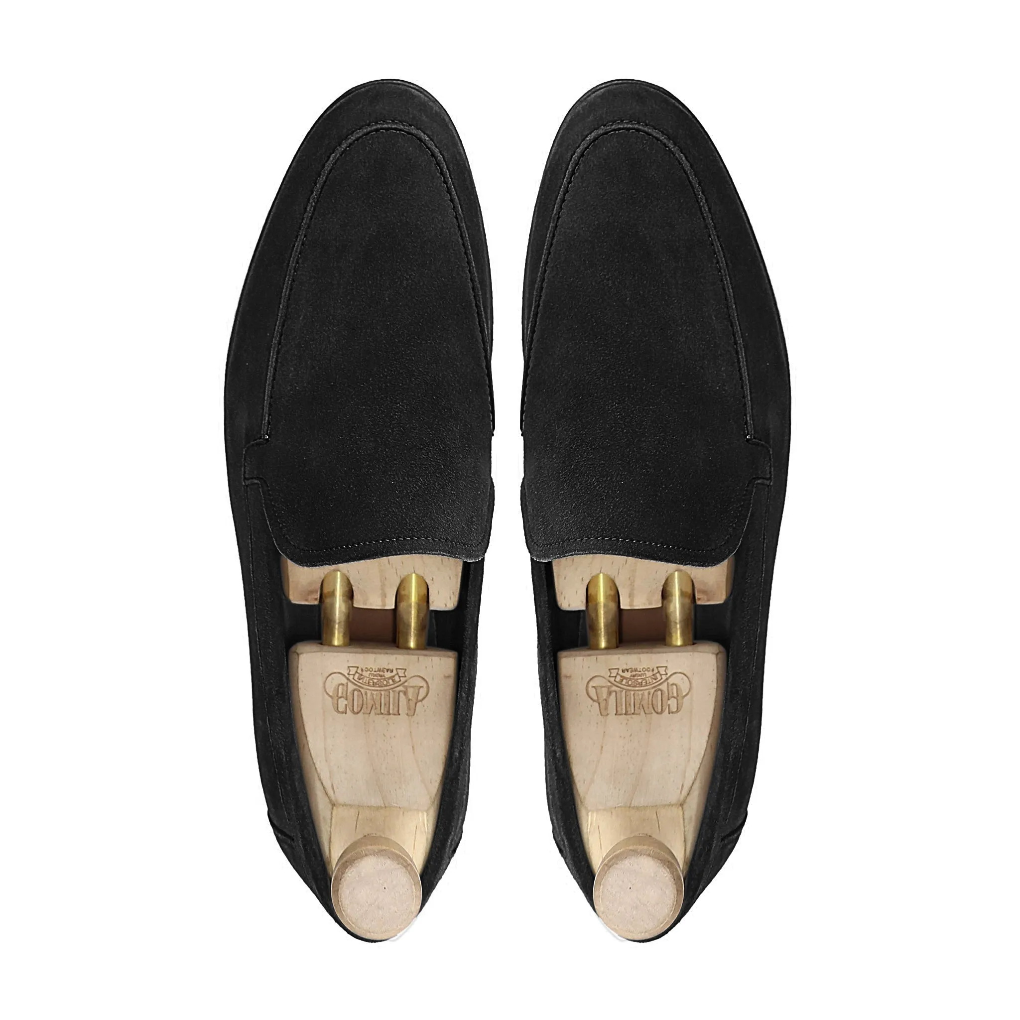 Chikafusa - Men's Black Kid Suede Loafer