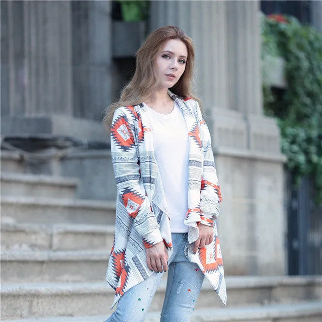 Comfy Geometric Pattern Printed Shrug