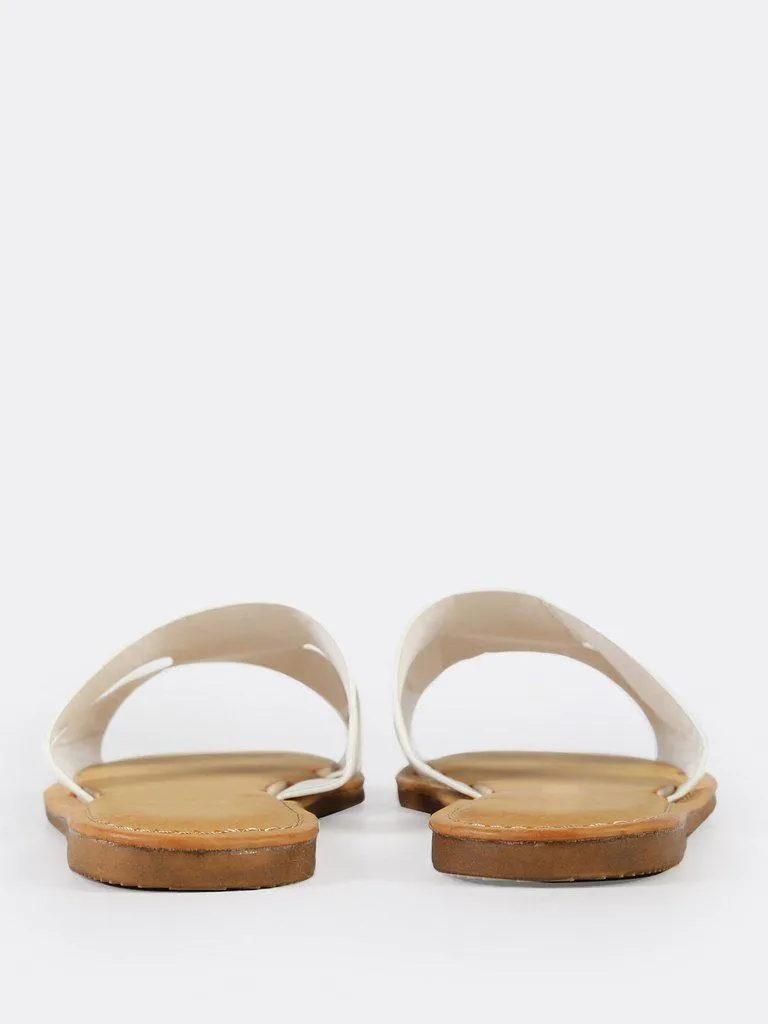 H Cutout Open Toe Slide Sandals WHITE