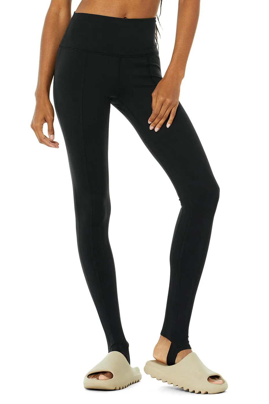 High-Waist Winter Warmth Plush Stirrup Legging - Black