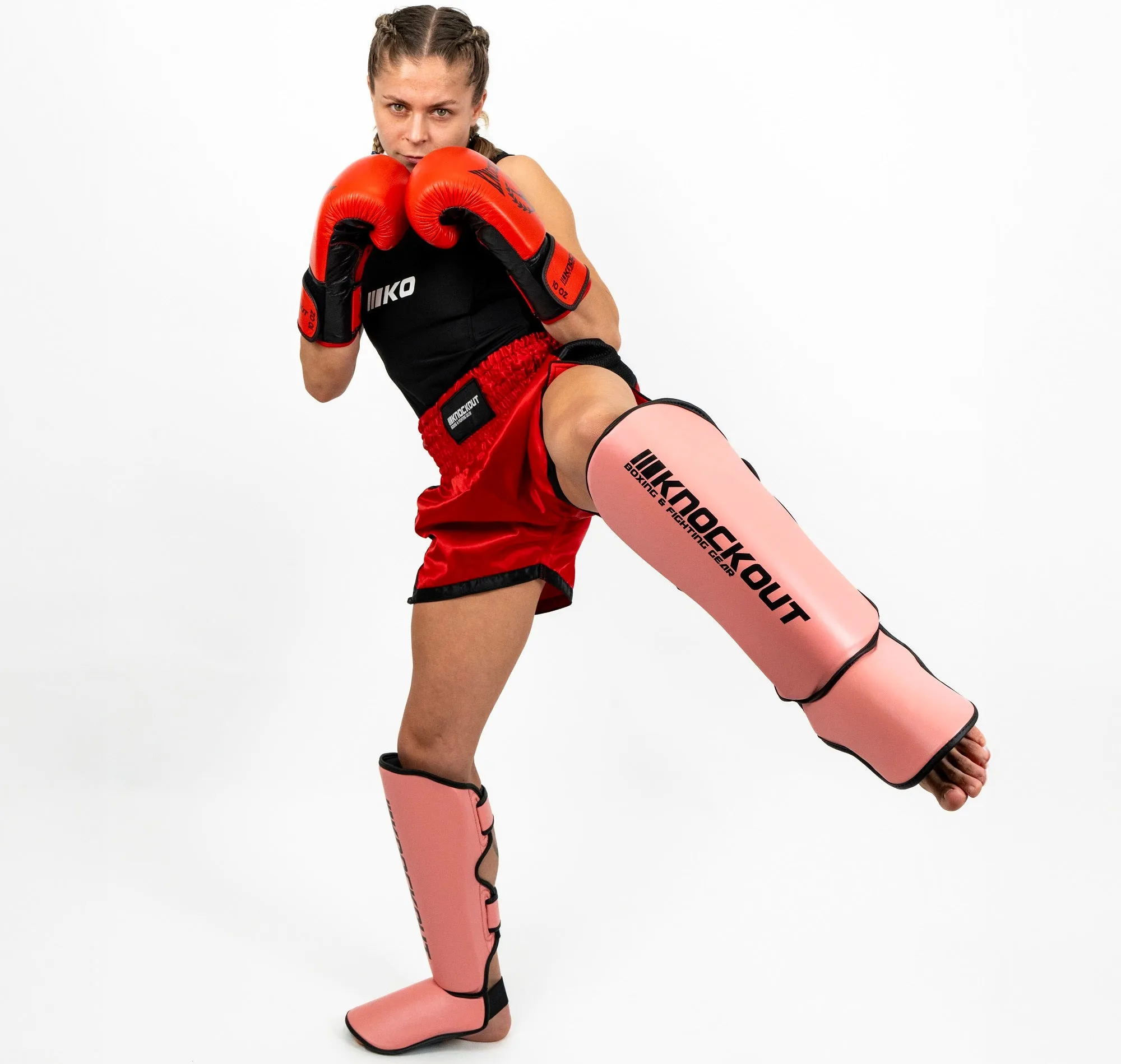 Knockout Kicker Pink Kickboxing Shin Guards