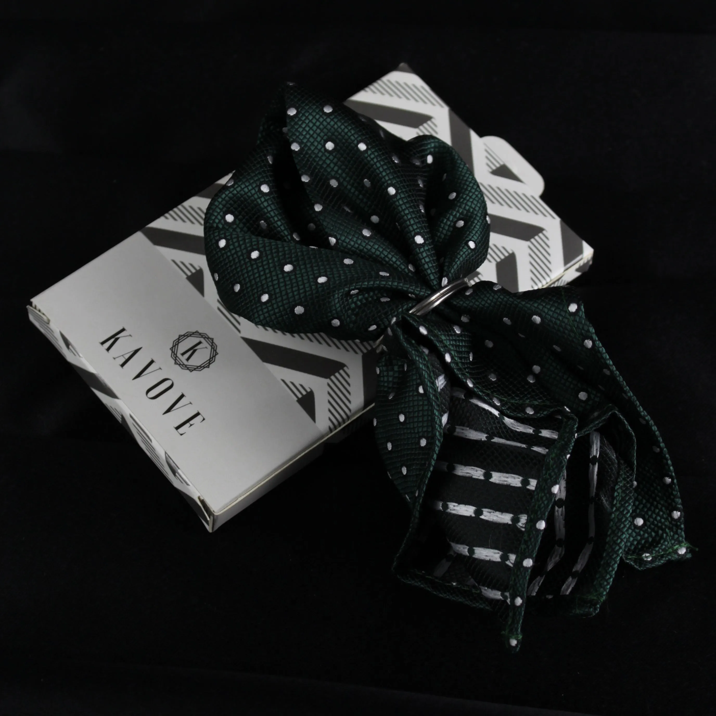 Kovove The Enchanting Polka Dot Green Pocket Square For Men