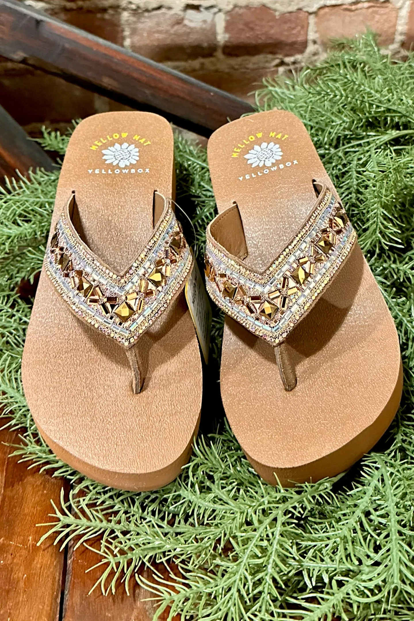 LIRA Tan Wedge Sandal by Yellow Box