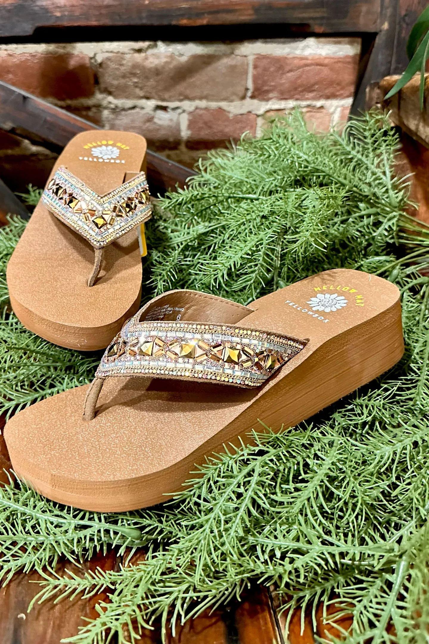 LIRA Tan Wedge Sandal by Yellow Box