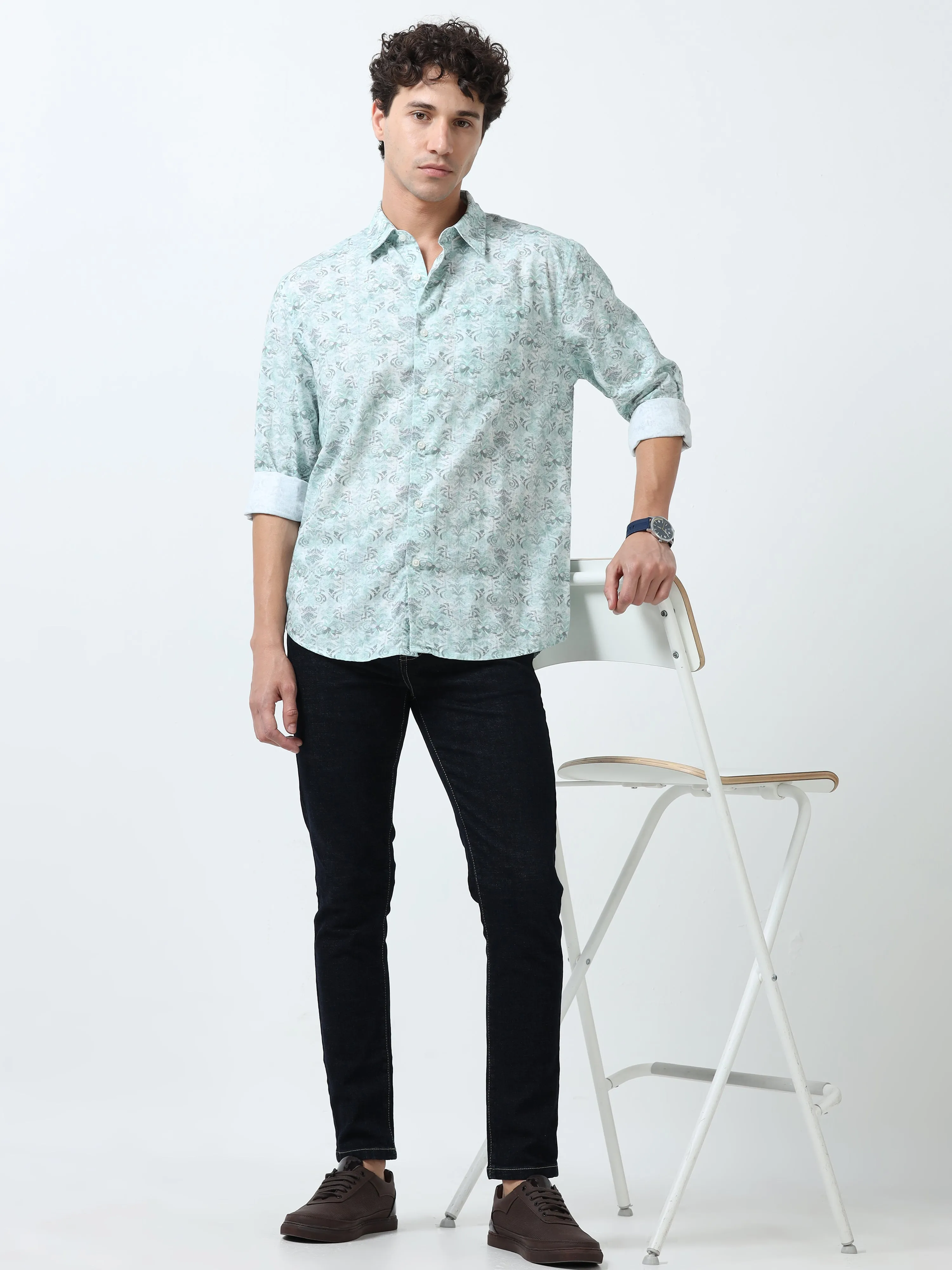 Lyra - Printed Full Sleeve Shirt - Blue