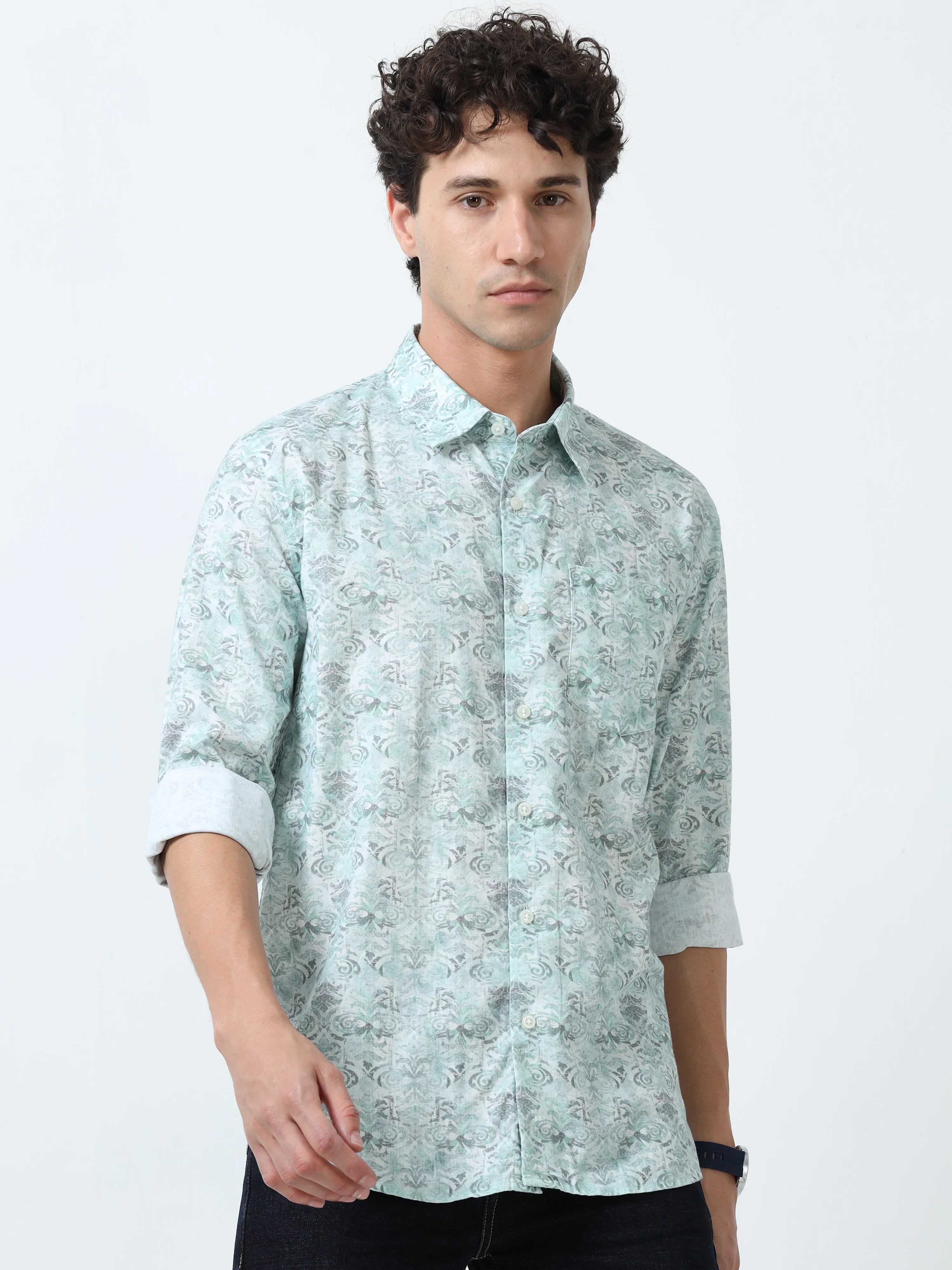 Lyra - Printed Full Sleeve Shirt - Blue