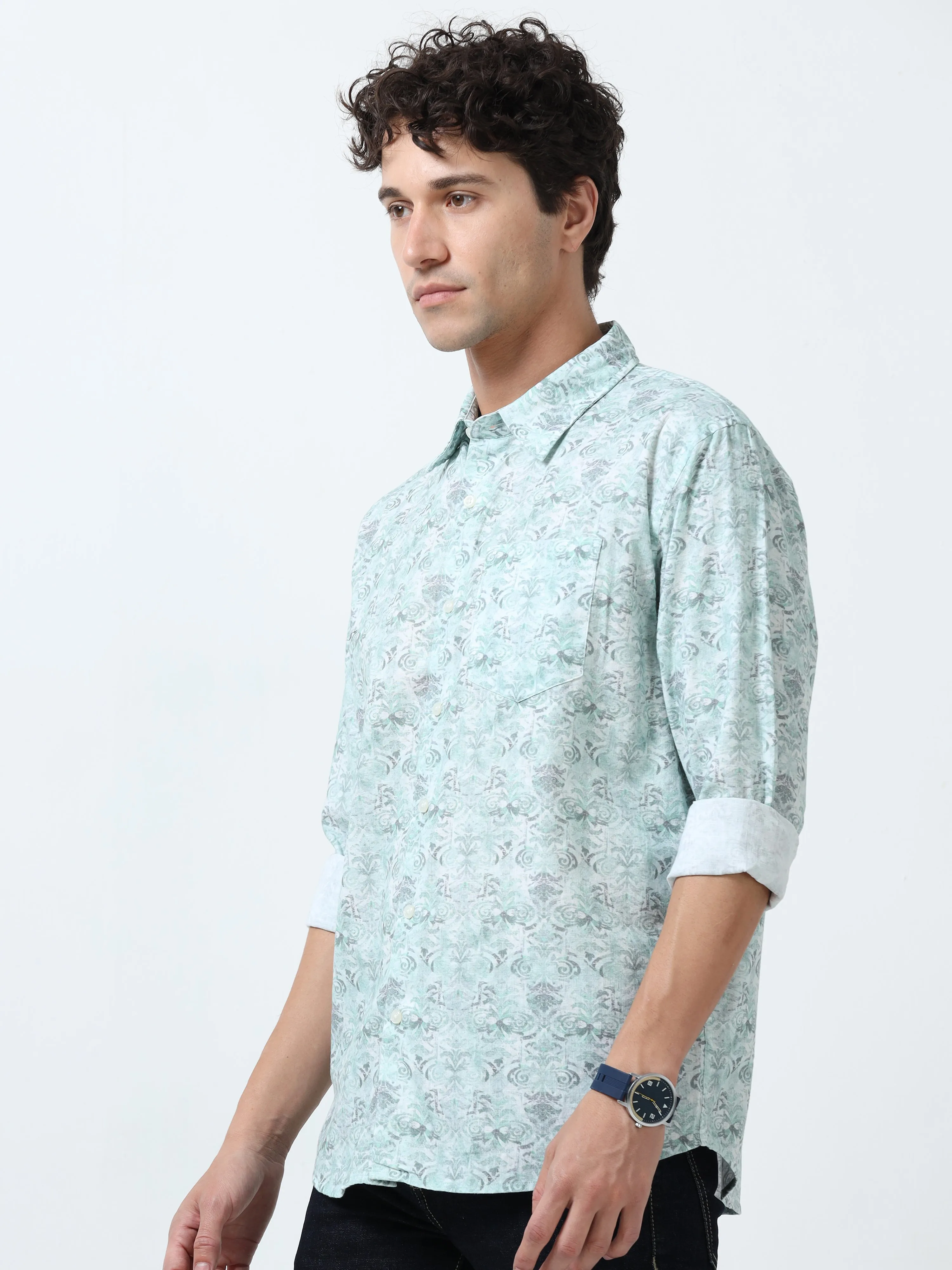 Lyra - Printed Full Sleeve Shirt - Blue