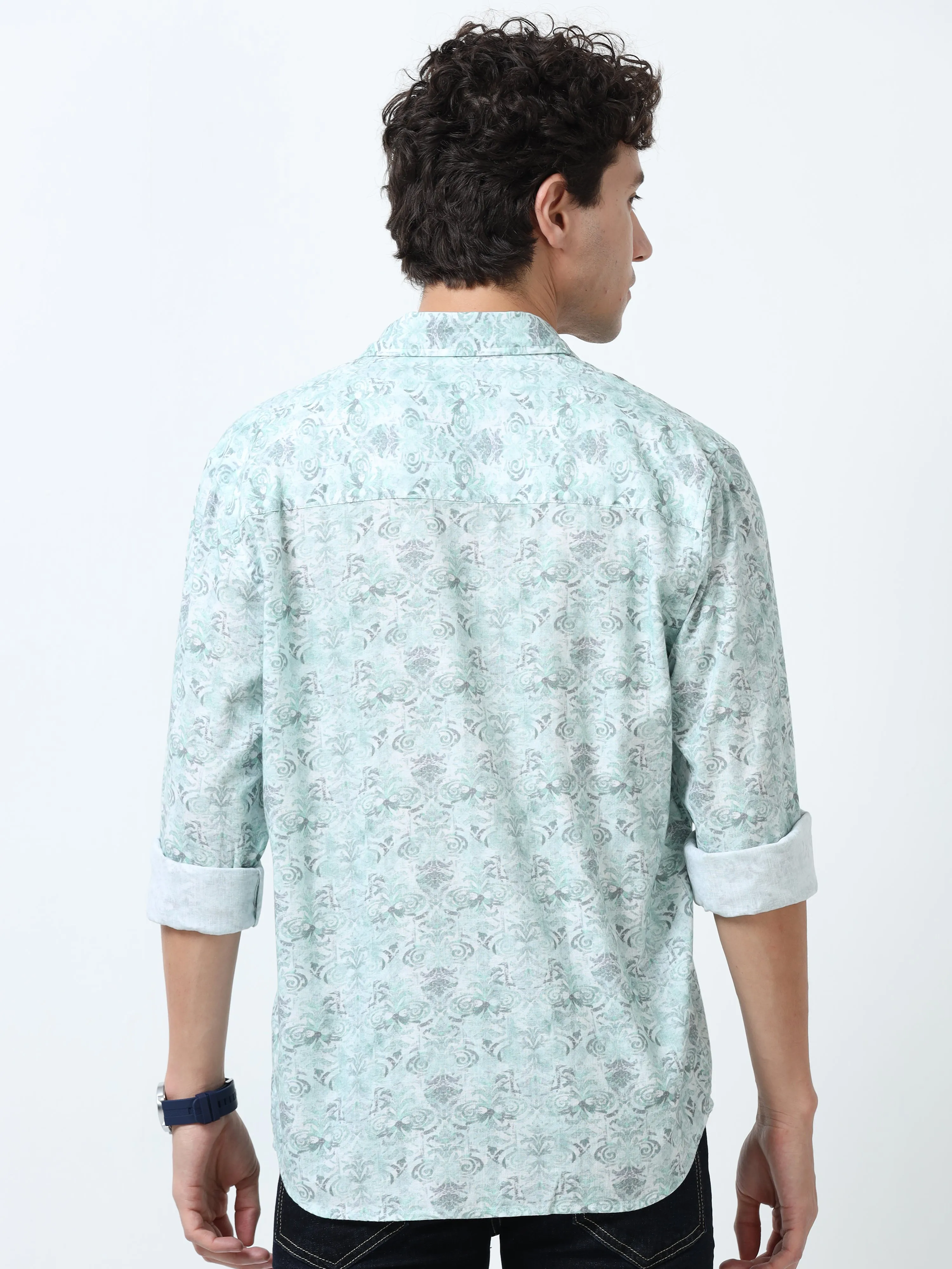 Lyra - Printed Full Sleeve Shirt - Blue