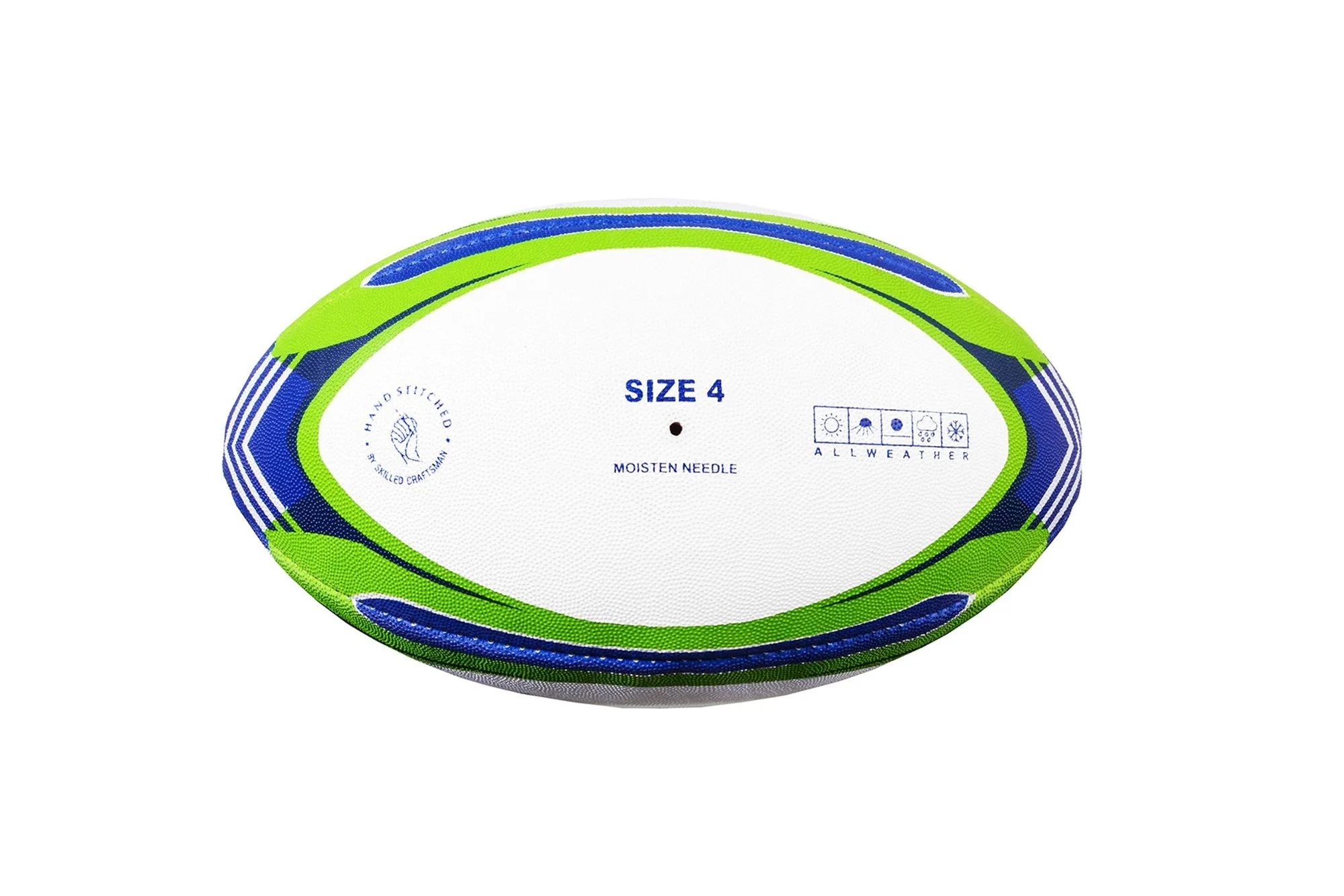 MAR-436F | Green & Blue Rugby Training Ball - Size 4