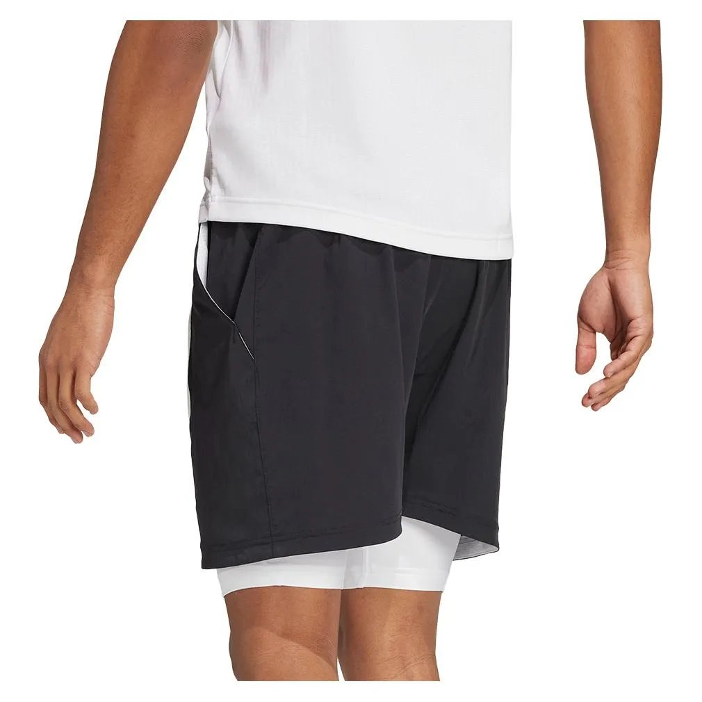 Mens Short and Tight Tennis Set White and Black