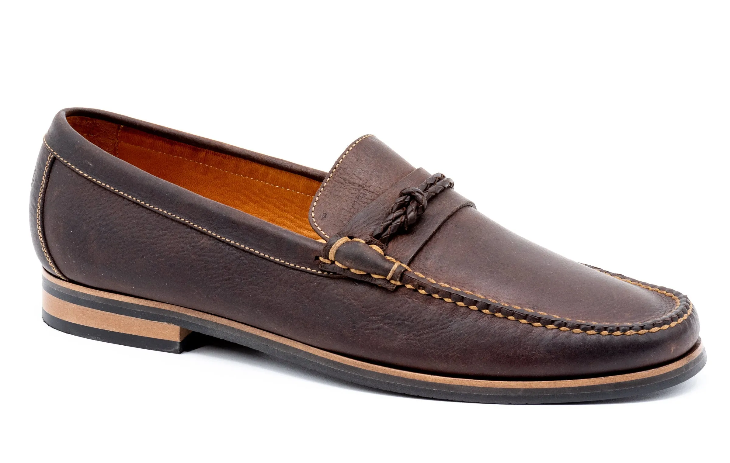 Montgomery Saddle Leather Braided Knot Loafers - Walnut