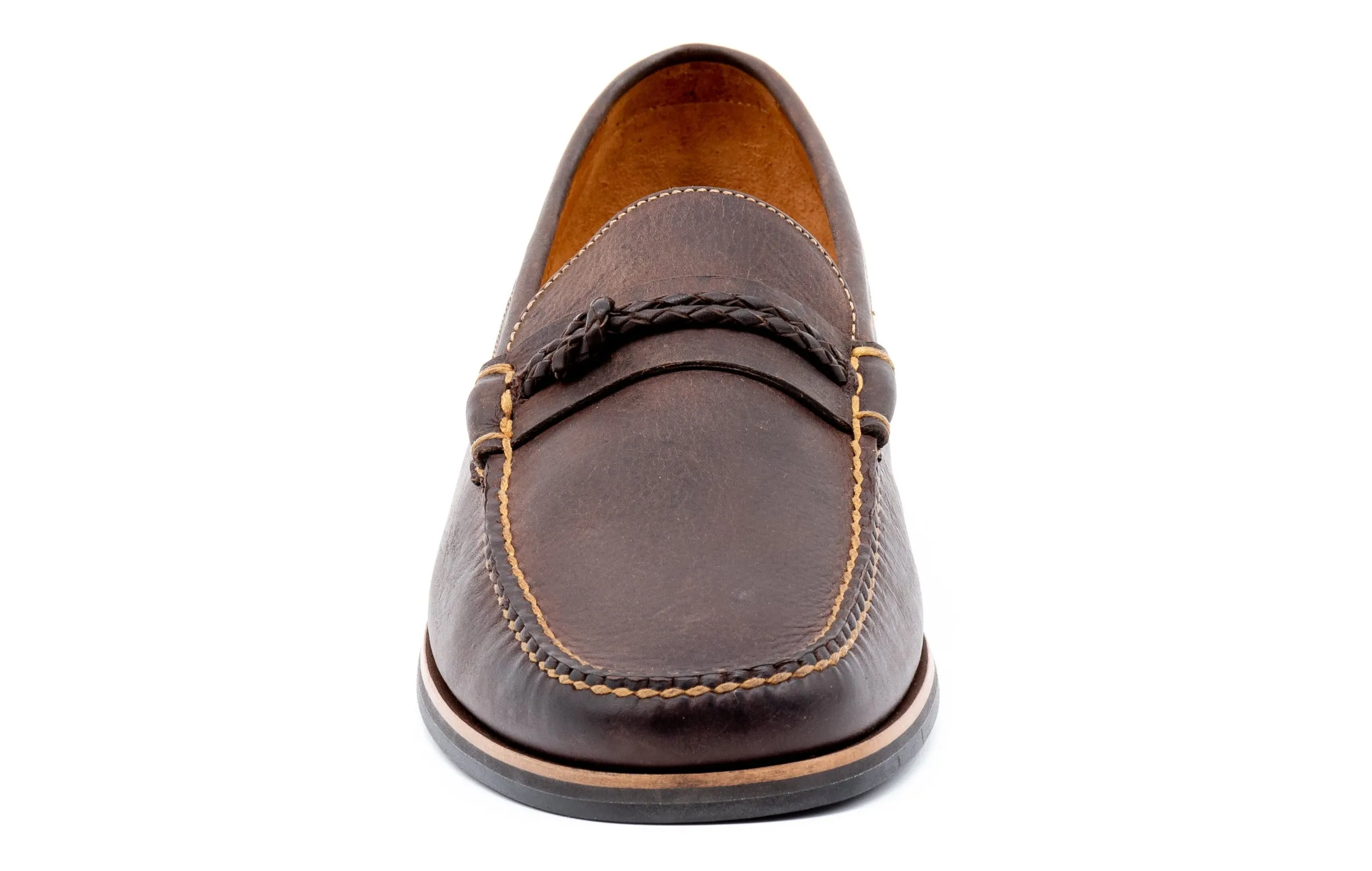 Montgomery Saddle Leather Braided Knot Loafers - Walnut