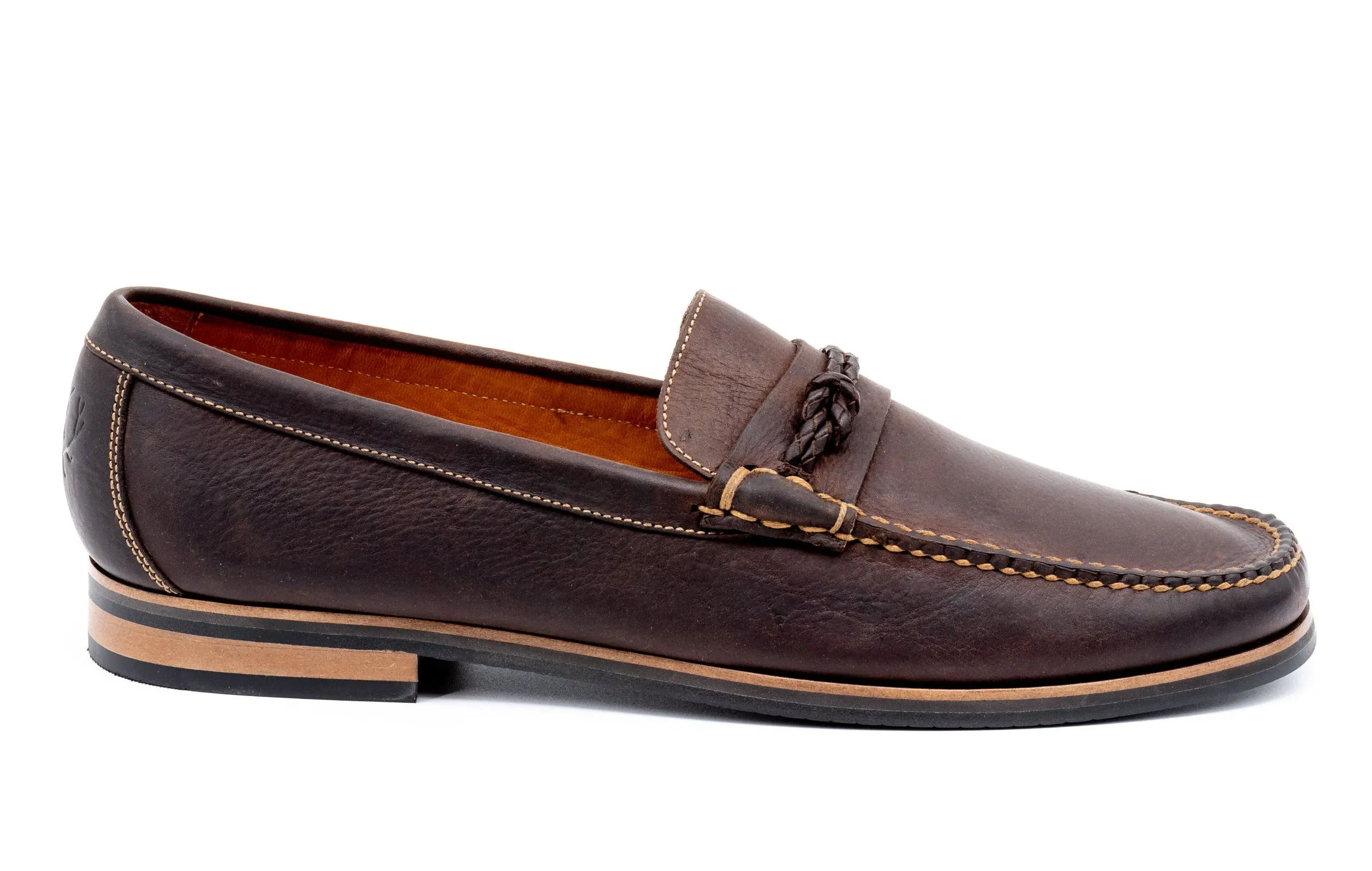 Montgomery Saddle Leather Braided Knot Loafers - Walnut