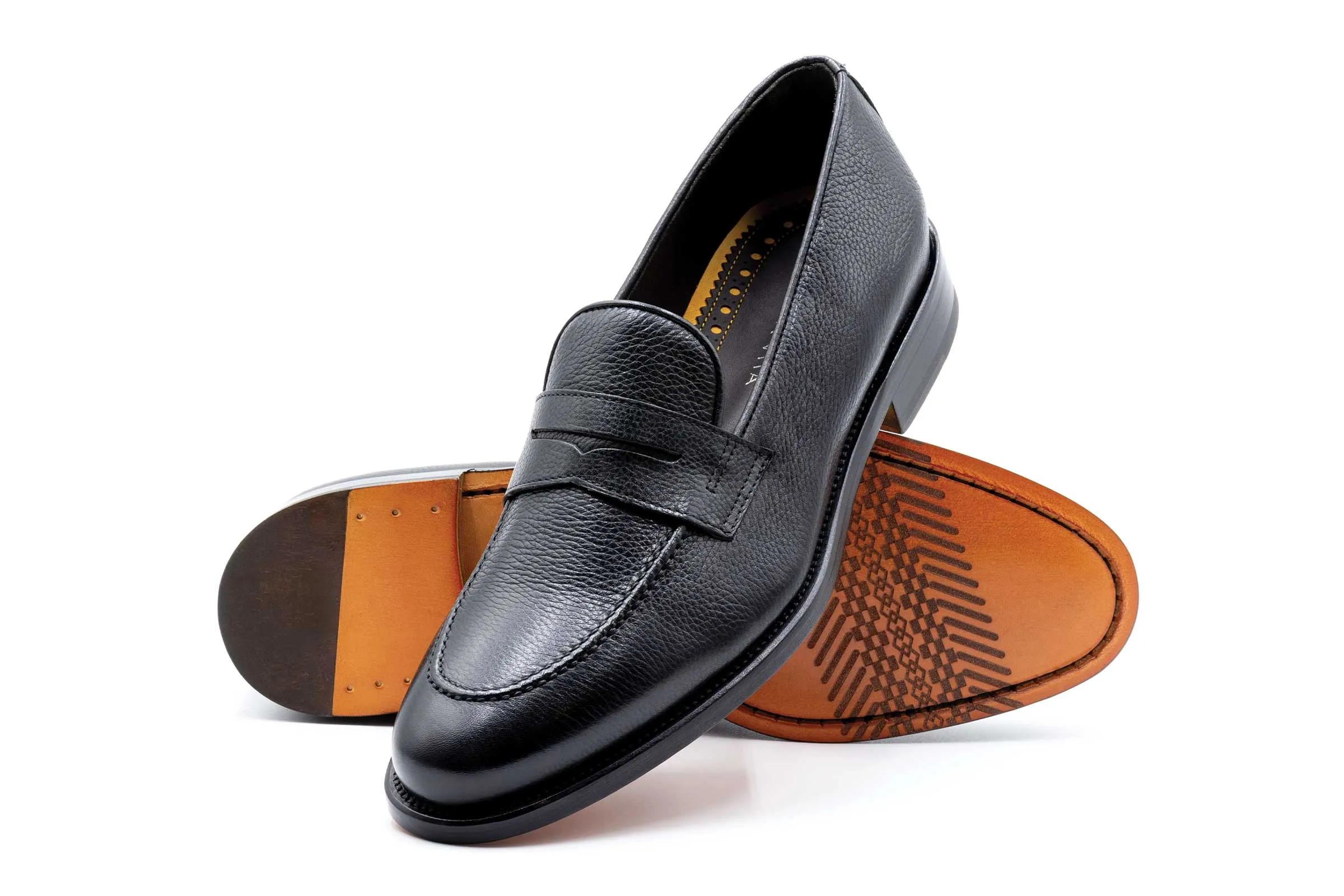 Napoli Italian Calf Leather Penny Loafers - Nero