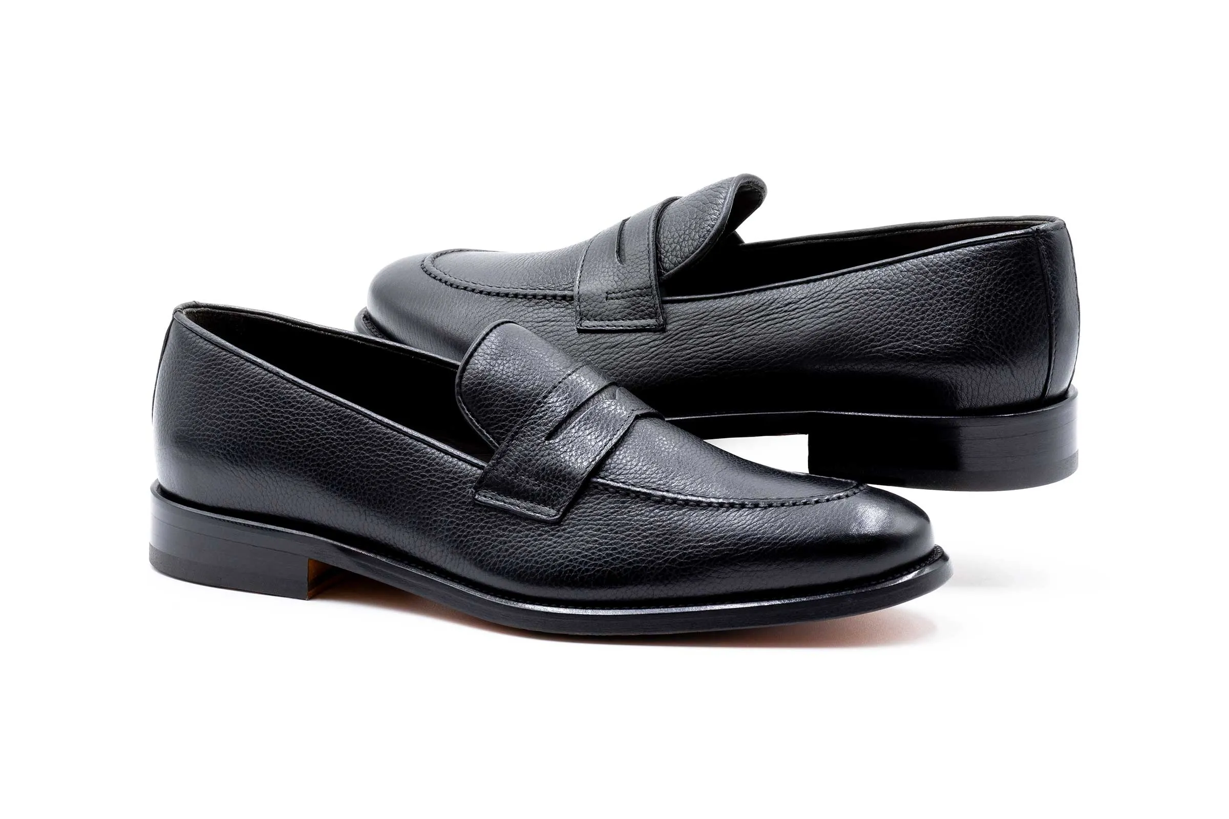 Napoli Italian Calf Leather Penny Loafers - Nero