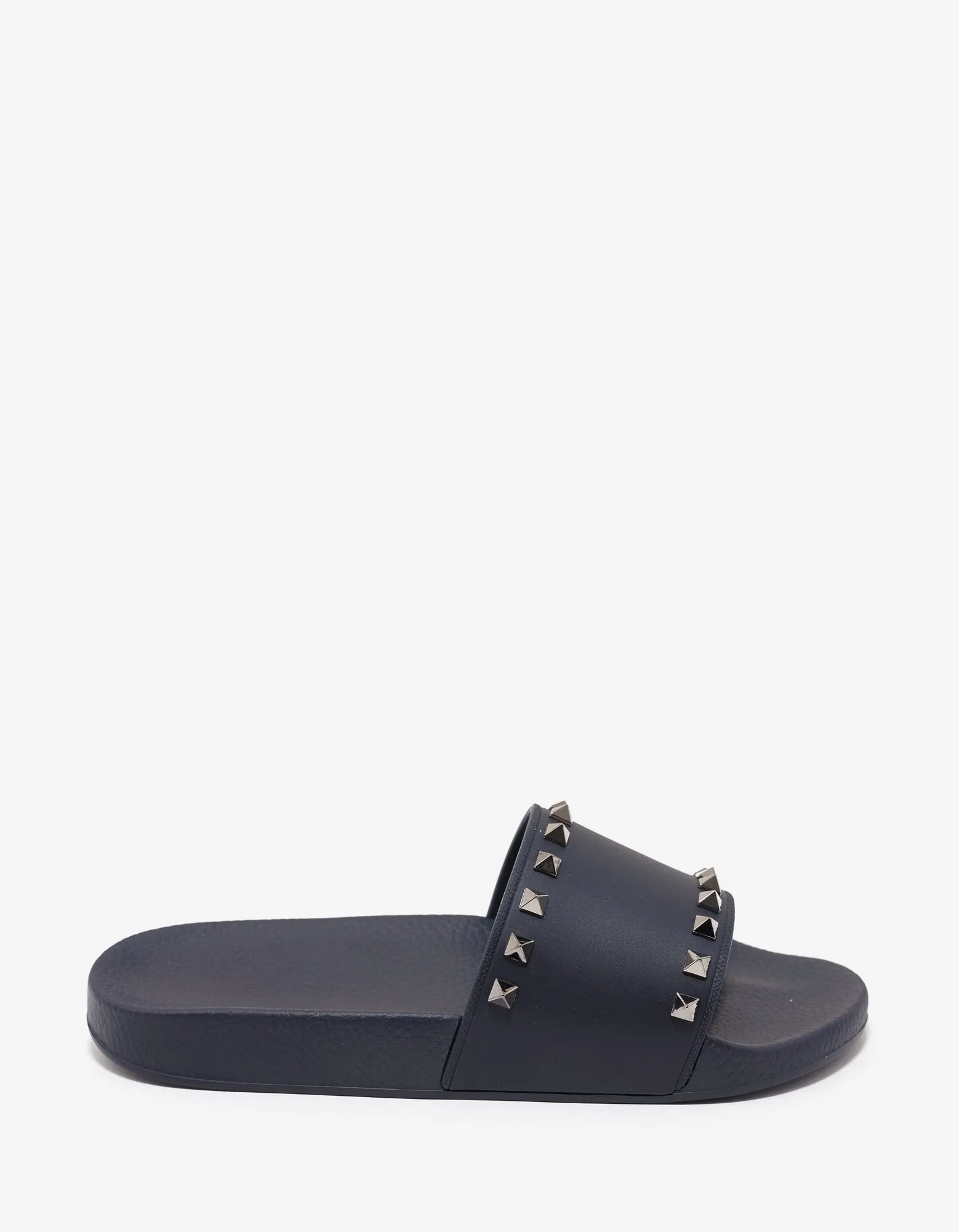 Navy Blue Rockstud Slide Sandals