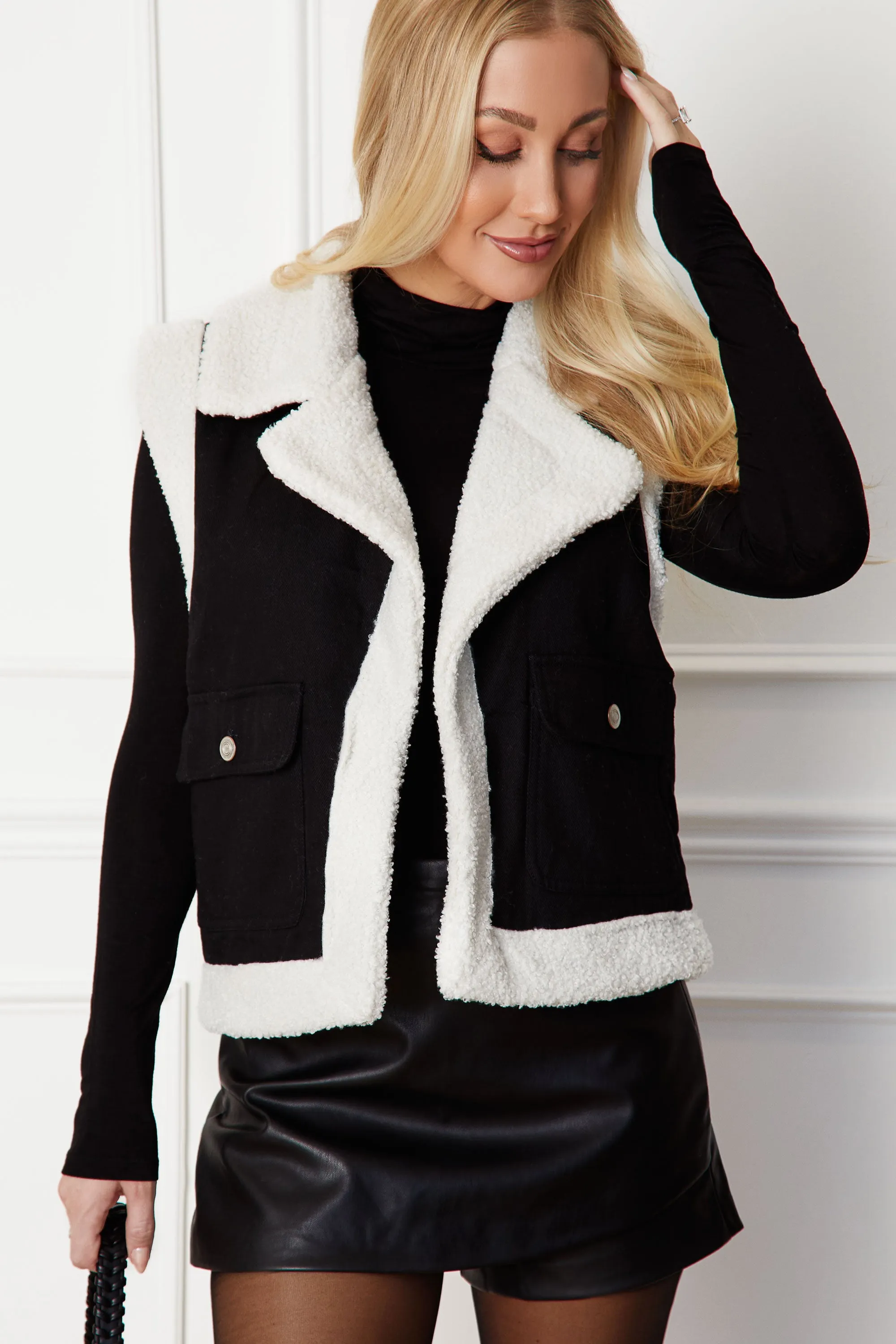 Naya Black Sherpa Lined Vest