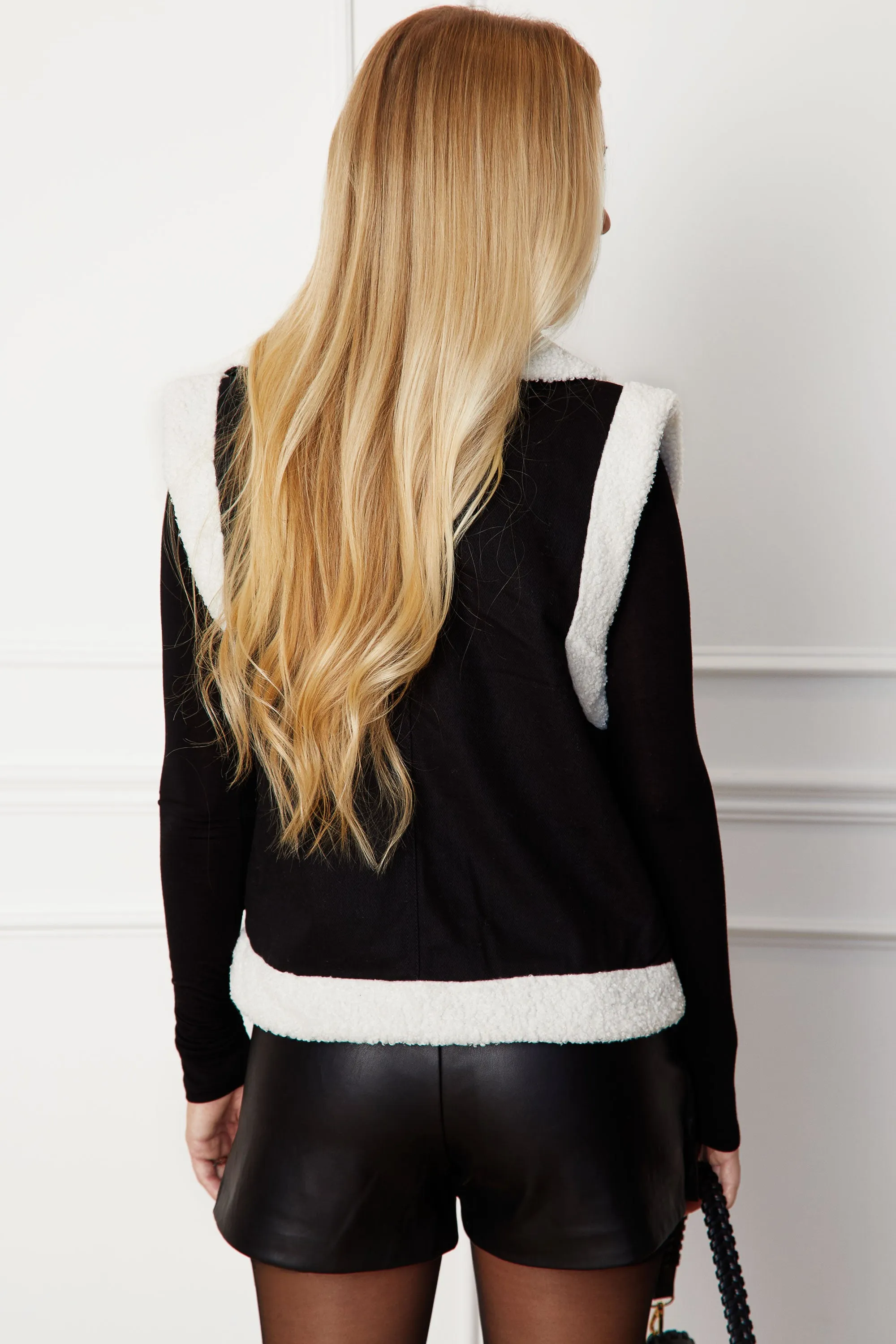 Naya Black Sherpa Lined Vest