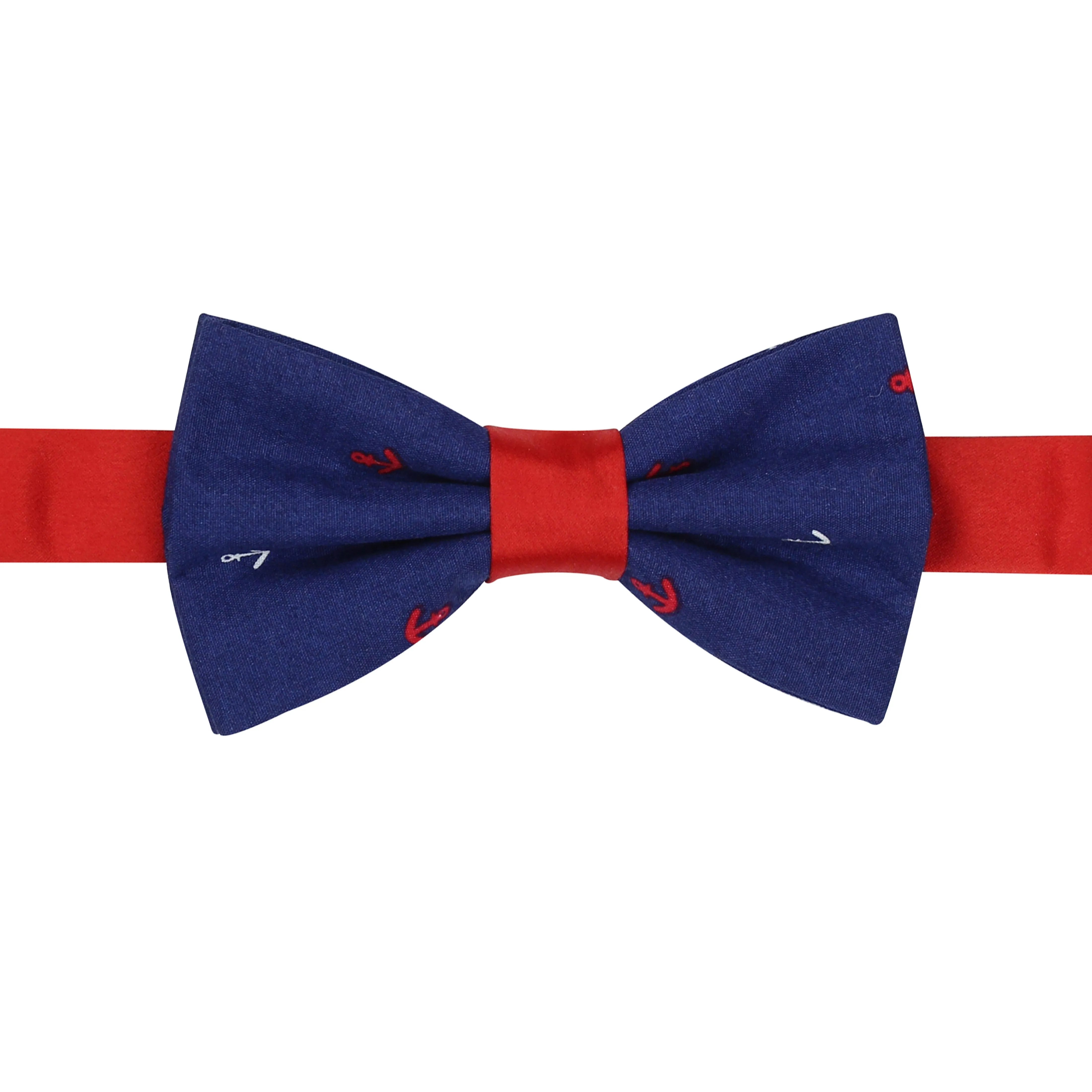 Peluche Anchor Print Blue Bow Tie For Men