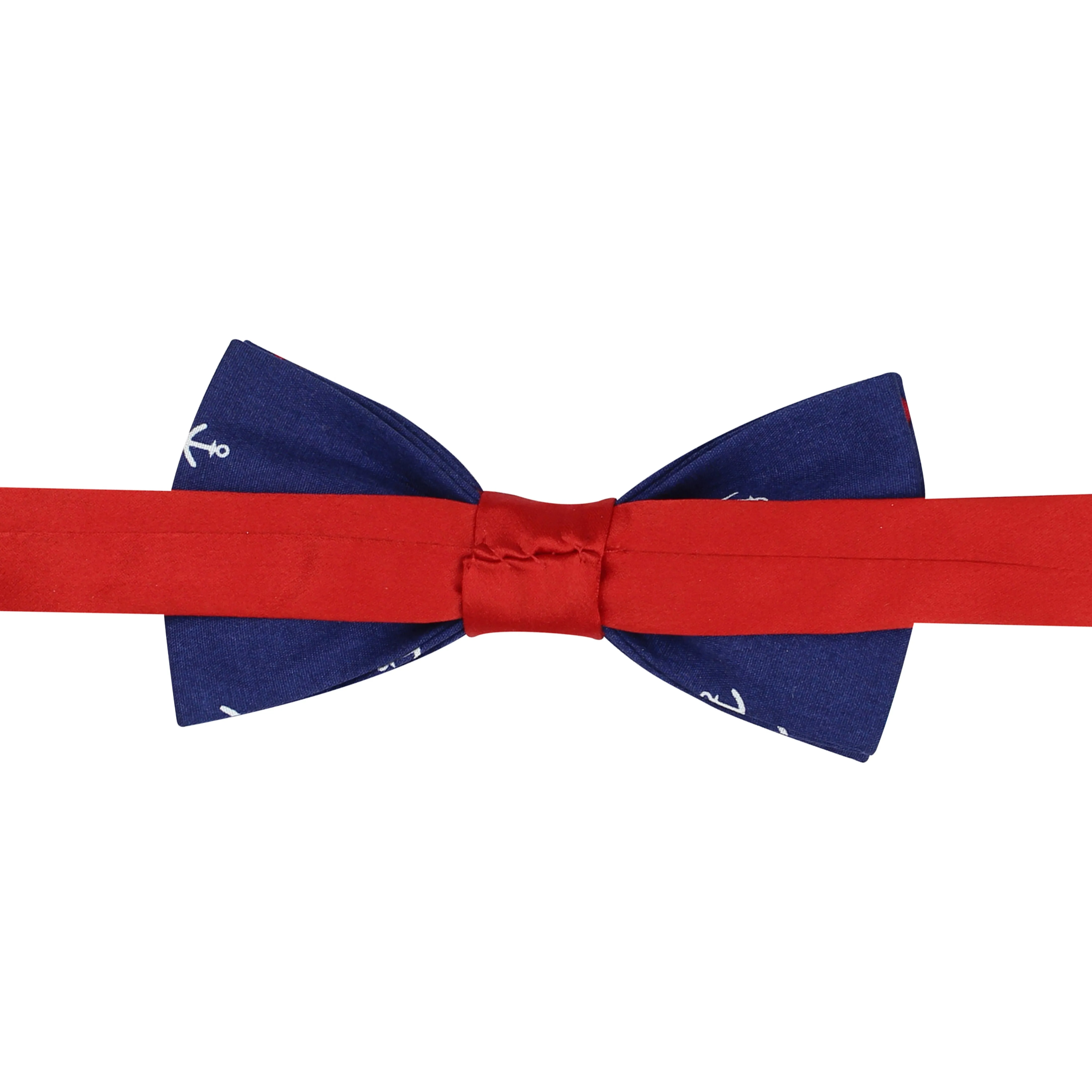 Peluche Anchor Print Blue Bow Tie For Men