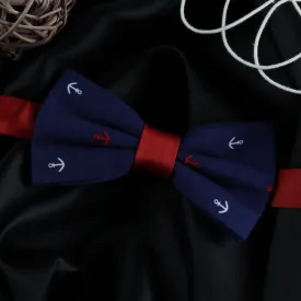 Peluche Anchor Print Blue Bow Tie For Men