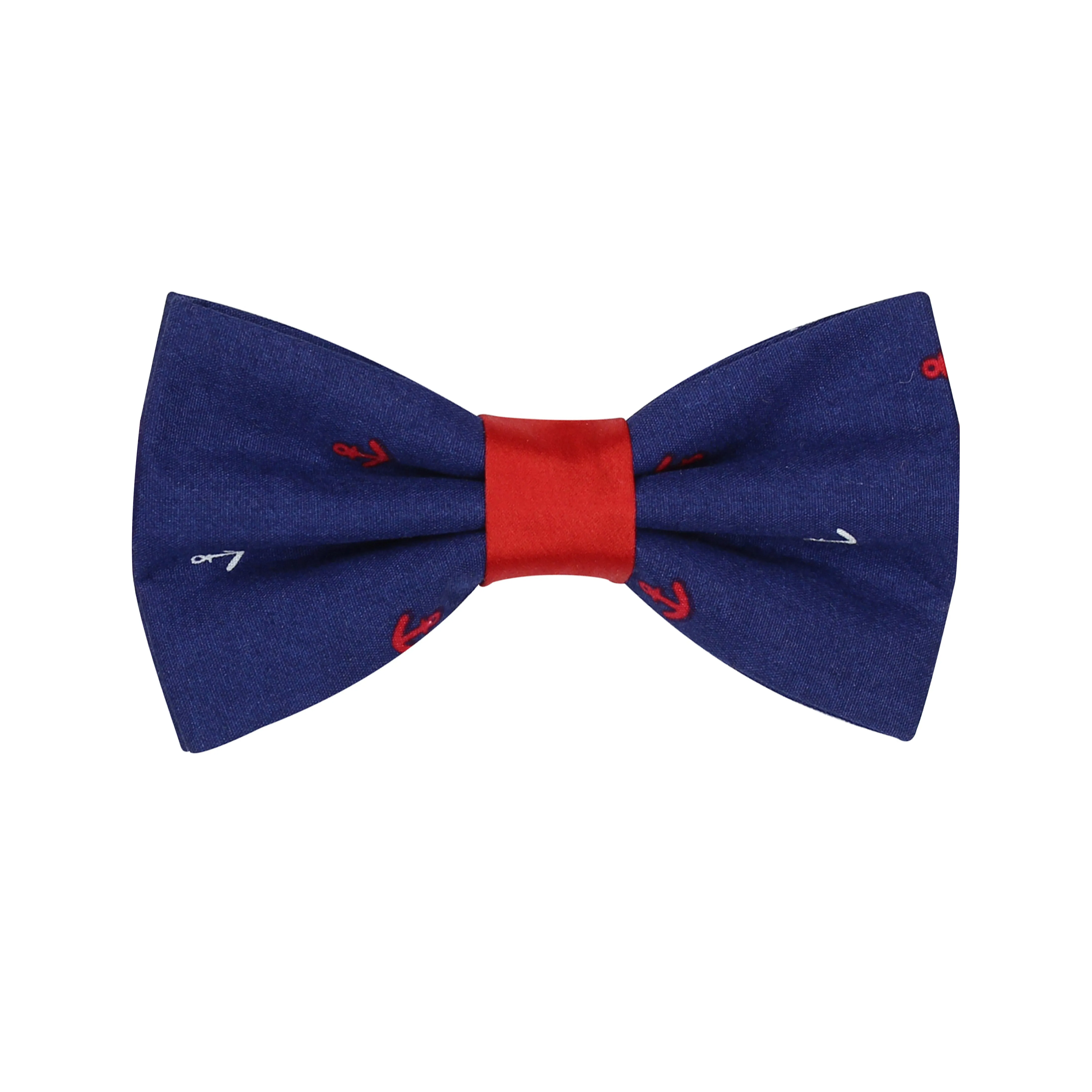 Peluche Anchor Print Blue Bow Tie For Men