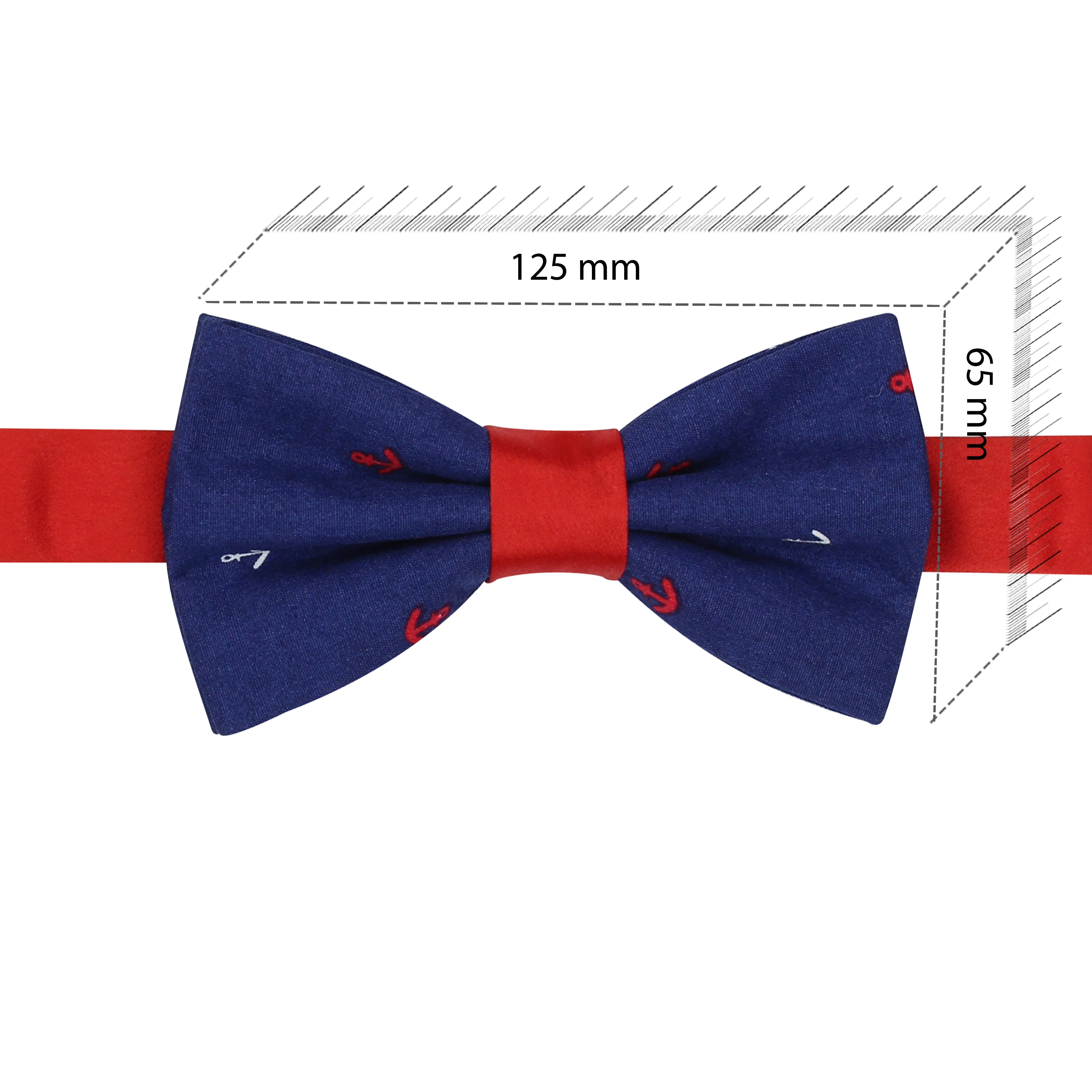 Peluche Anchor Print Blue Bow Tie For Men