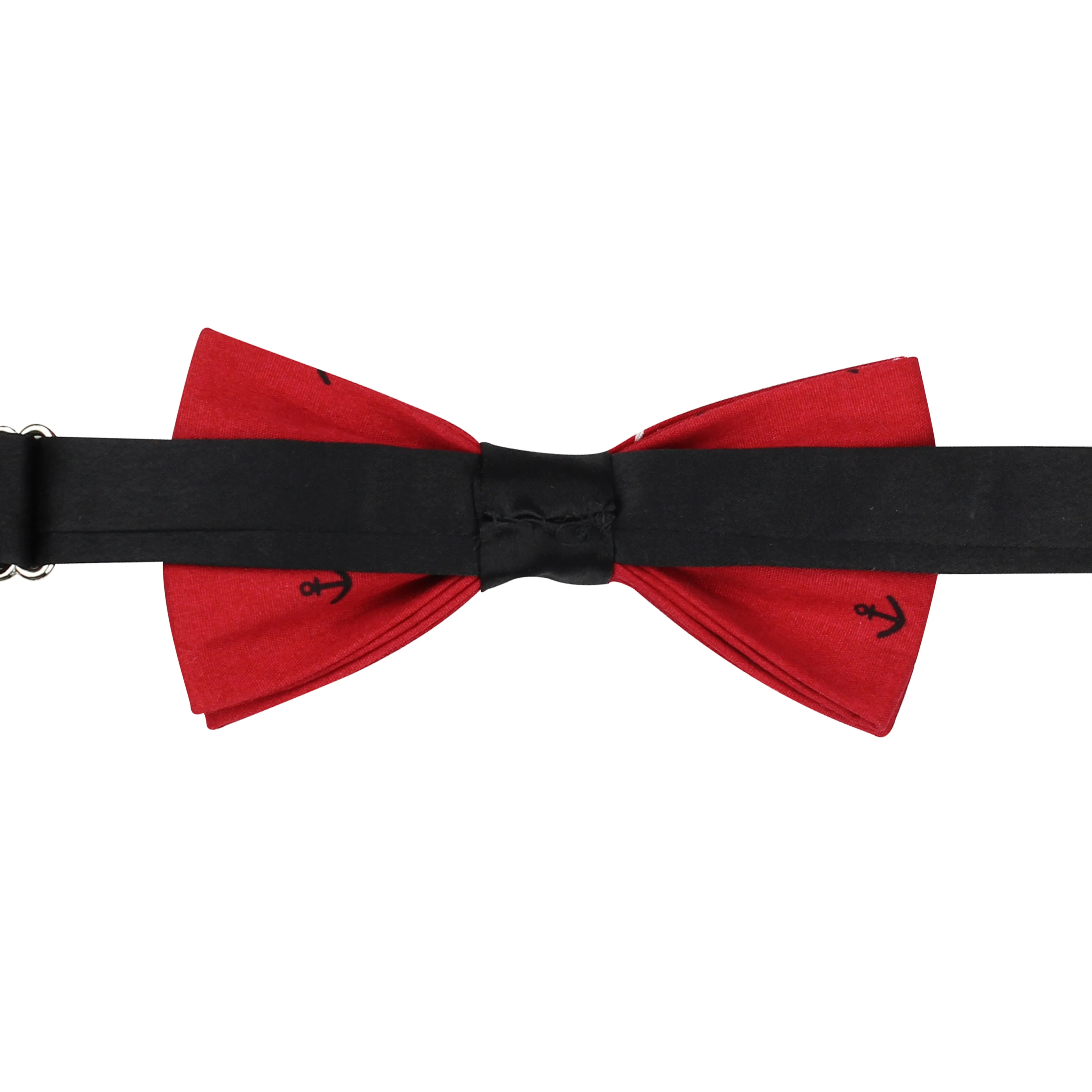 Peluche Anchor Print Red Bow Tie For Men