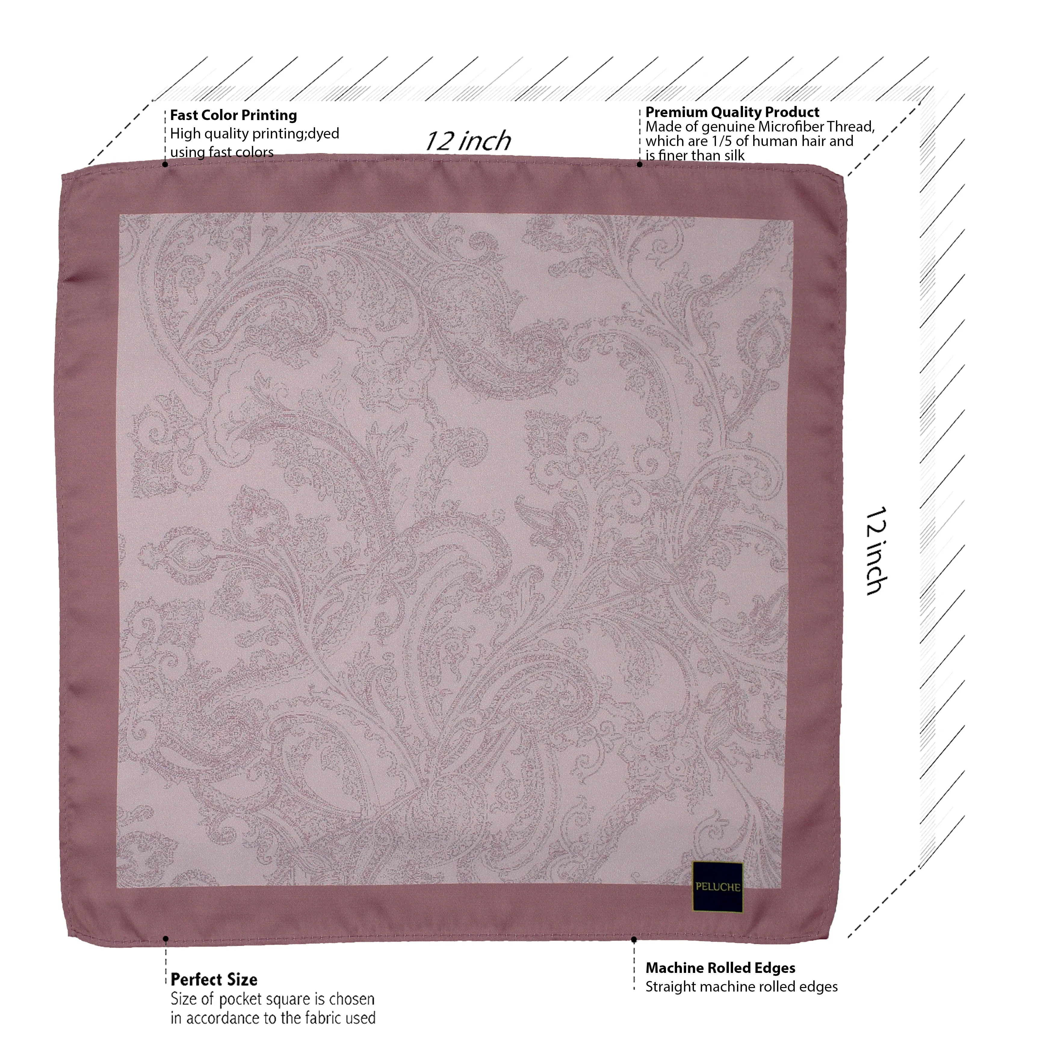 Peluche PolySilk Flawless Paisley Pocket Square For Men