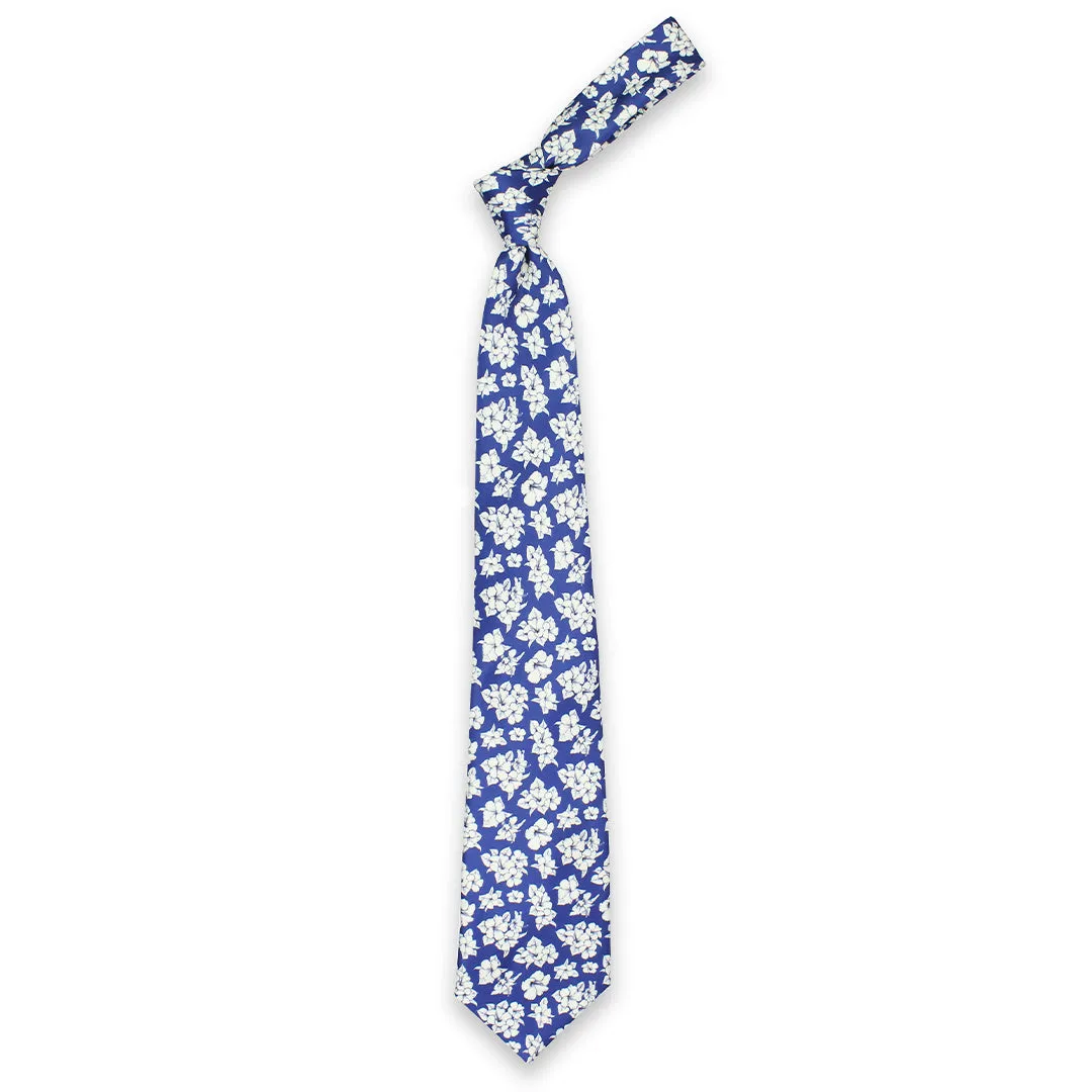 Peluche Sky Blossom Blue Broad Neck Tie & Pocket Square Set for Men