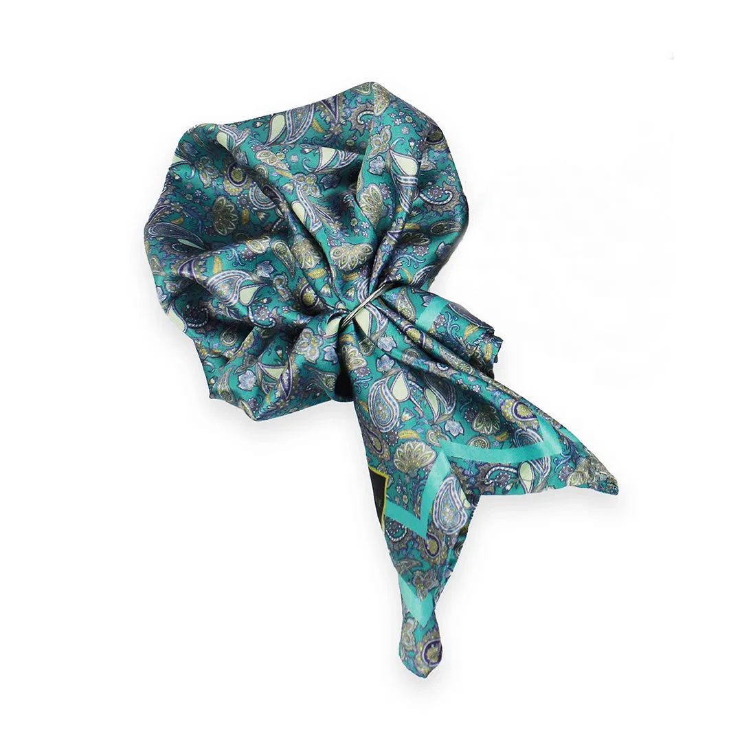 Peluche Tranquil Blooms Green Broad Neck Tie & Pocket Square Set for Men