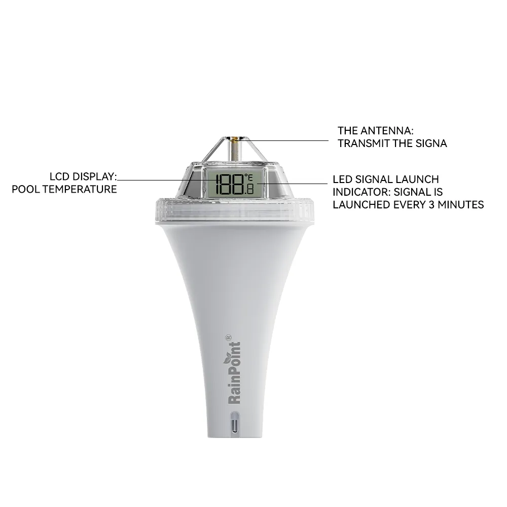 RAINPOINT Wireless Pool Thermometer - Accurate Swimming Pool and Pond Temperature Monitor with Indoor Display - Pool Sensor Displays °C Only