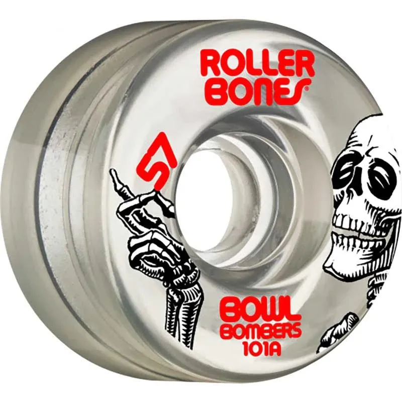 RollerBones 57mm 101A Bowl Bombers Clear Roller Skate Wheels 8pk