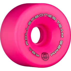 RollerBones 62mm 98A Team Logo Pink Roller Skate Wheels 8pk