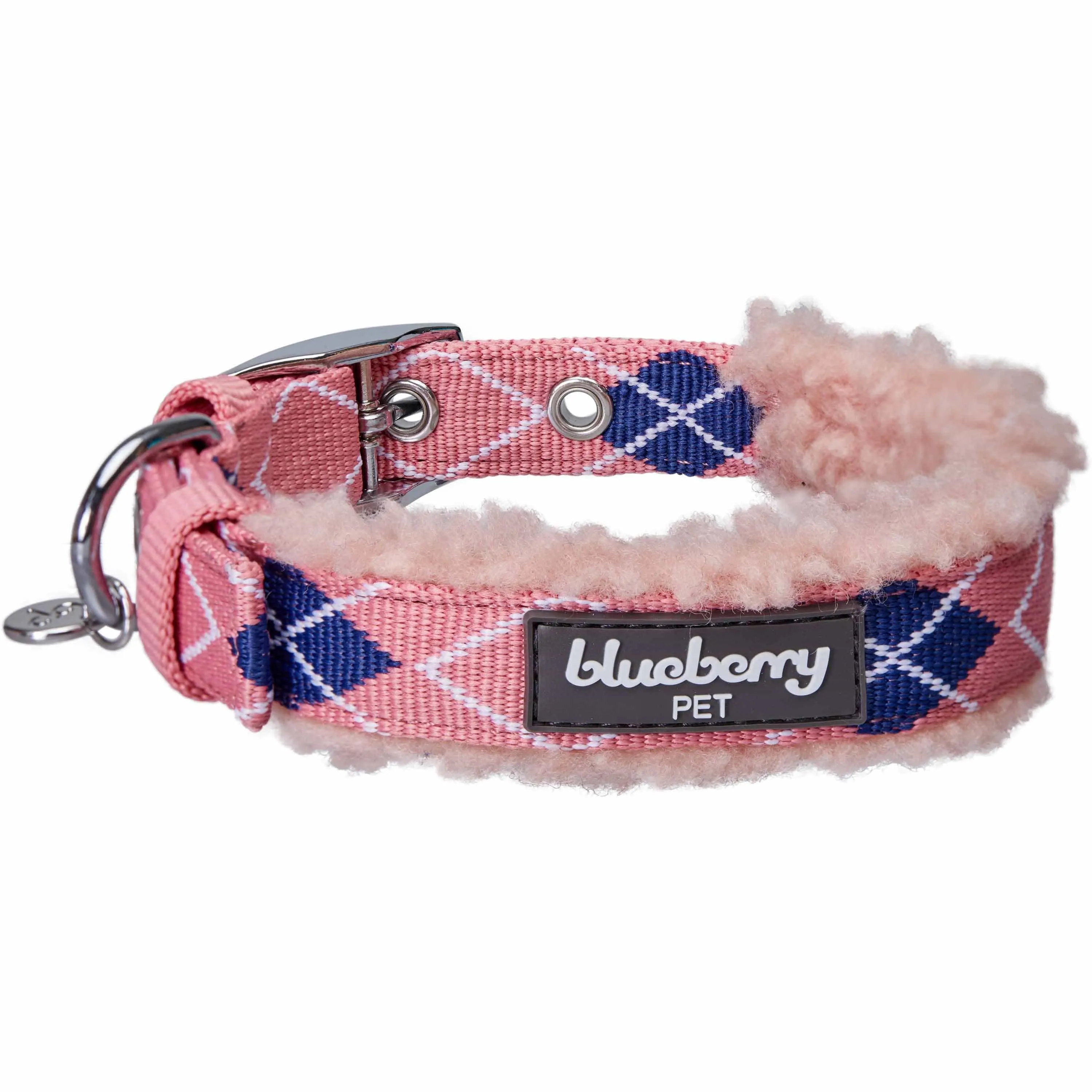 Sherpa Fleece Padded Dog Collar in Scottish Argyle