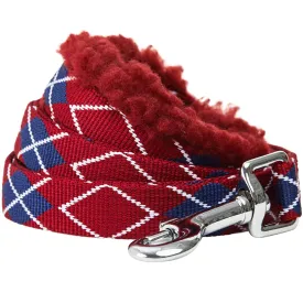 Sherpa Fleece Padded Dog Leash in Scottish Argyle