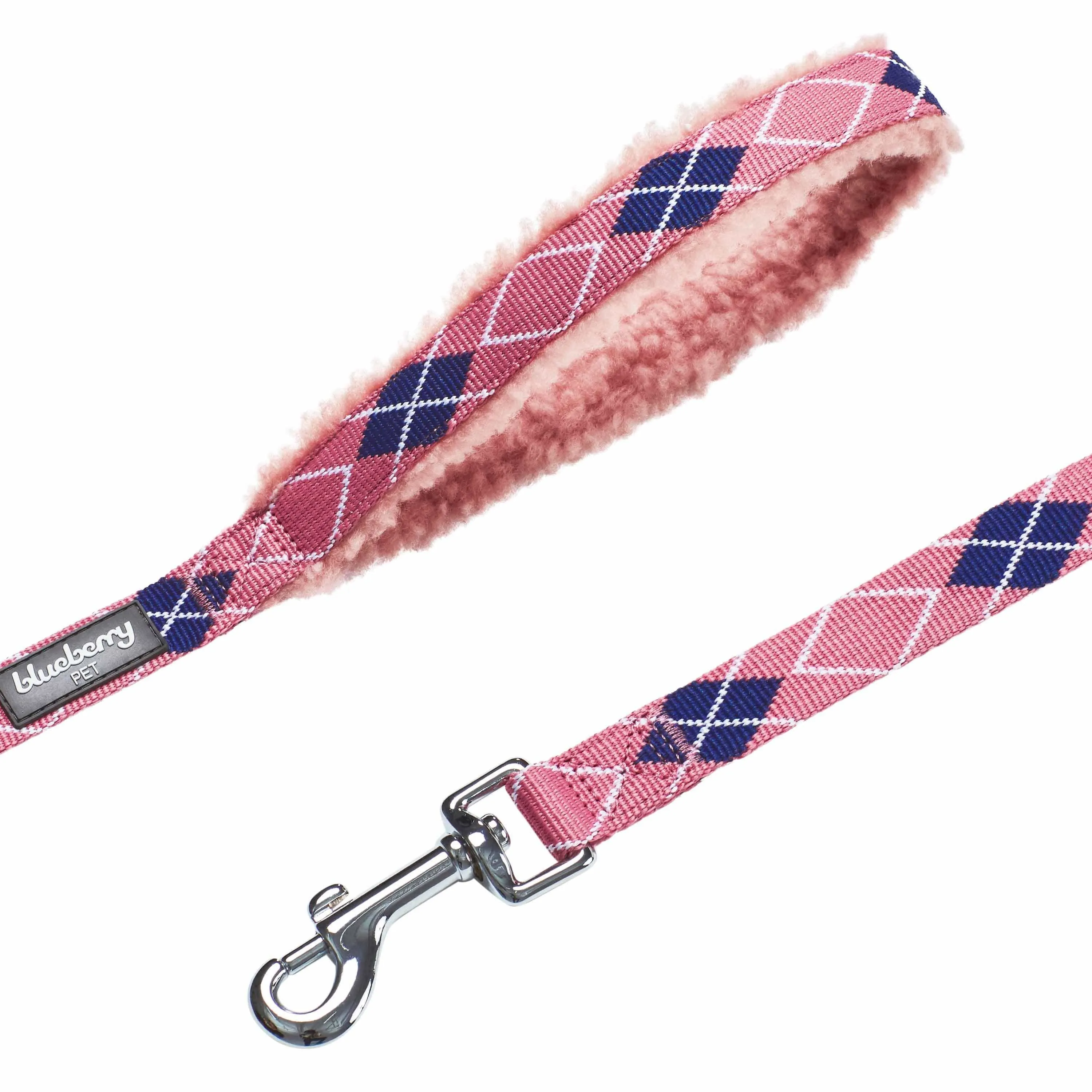 Sherpa Fleece Padded Dog Leash in Scottish Argyle