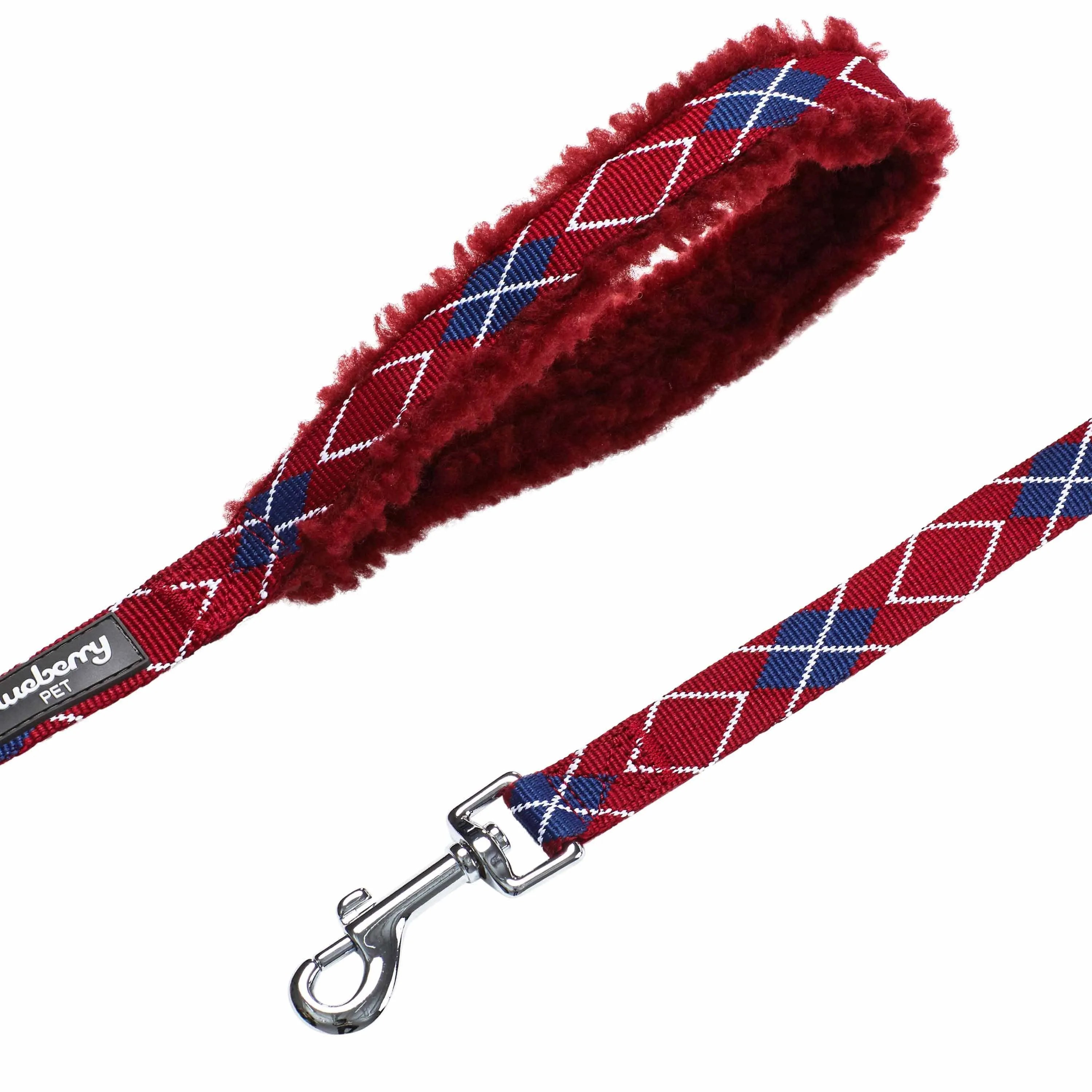 Sherpa Fleece Padded Dog Leash in Scottish Argyle