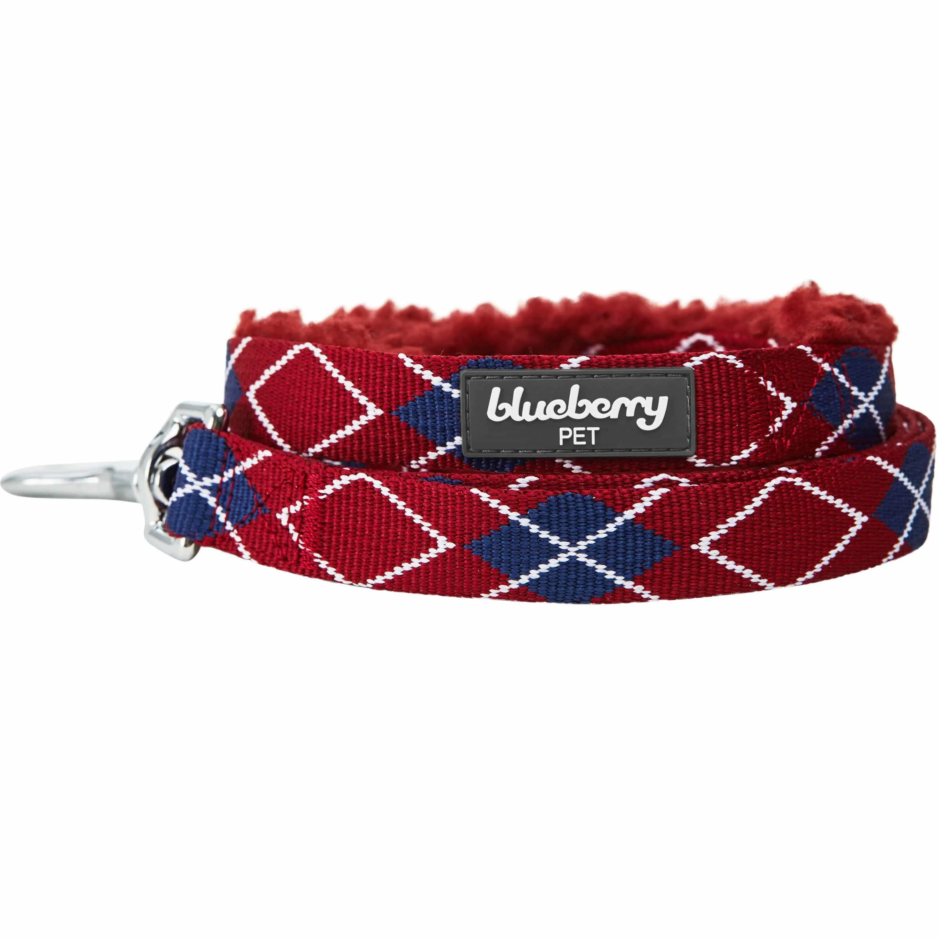 Sherpa Fleece Padded Dog Leash in Scottish Argyle